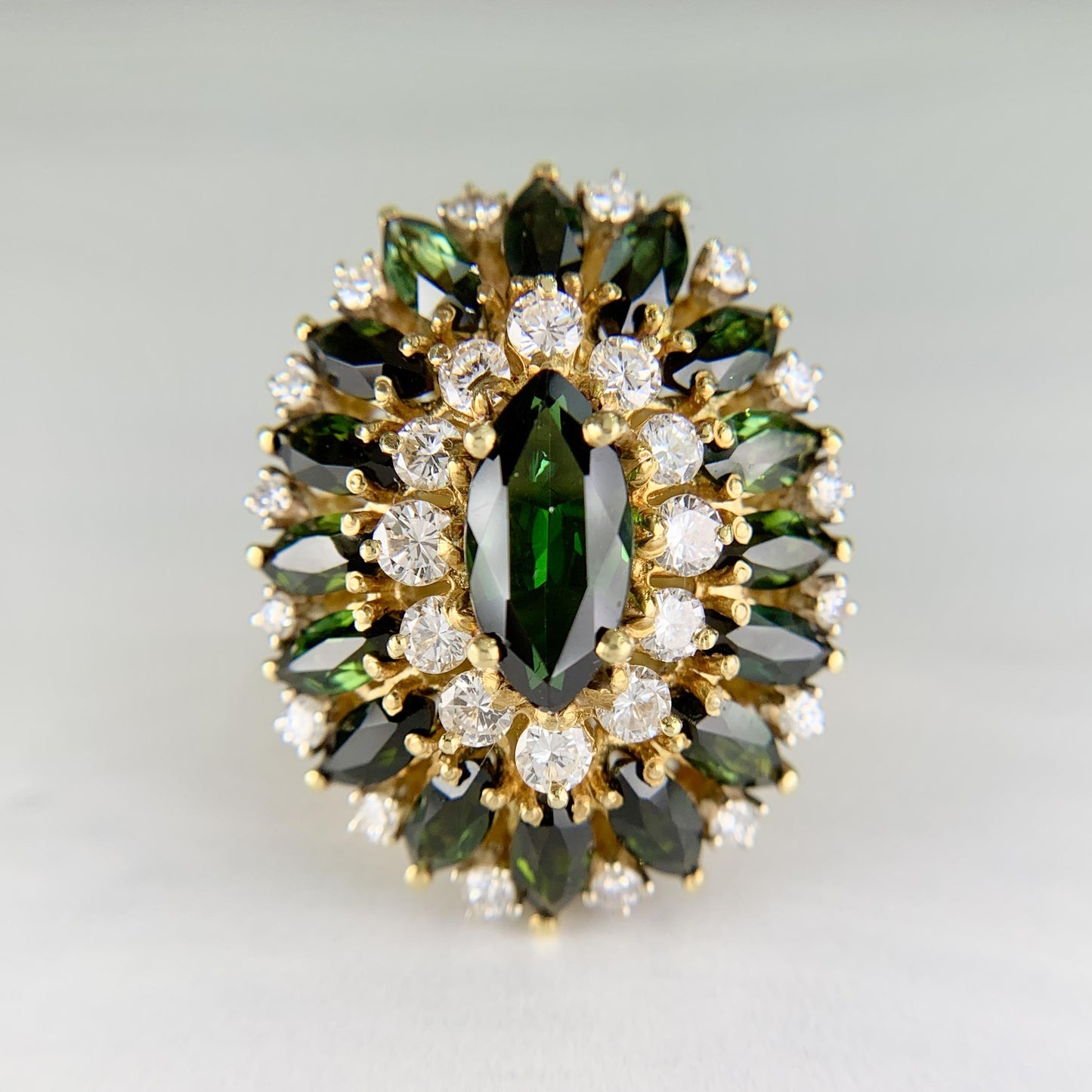 Cindy Royce Green Tourmaline Diamond Ring Vintage 18k