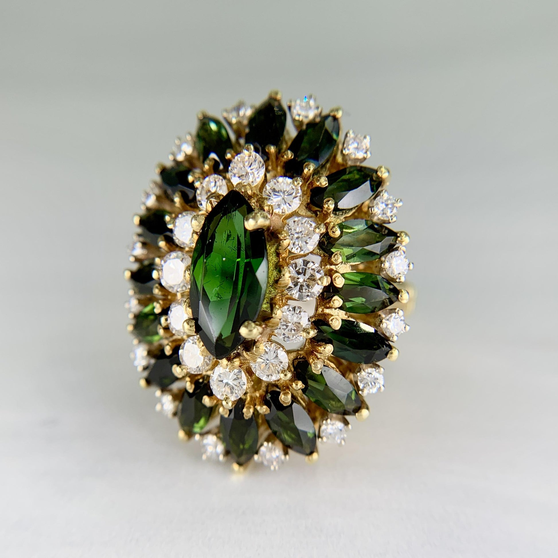 Cindy Royce Green Tourmaline Diamond Ring Vintage 18k