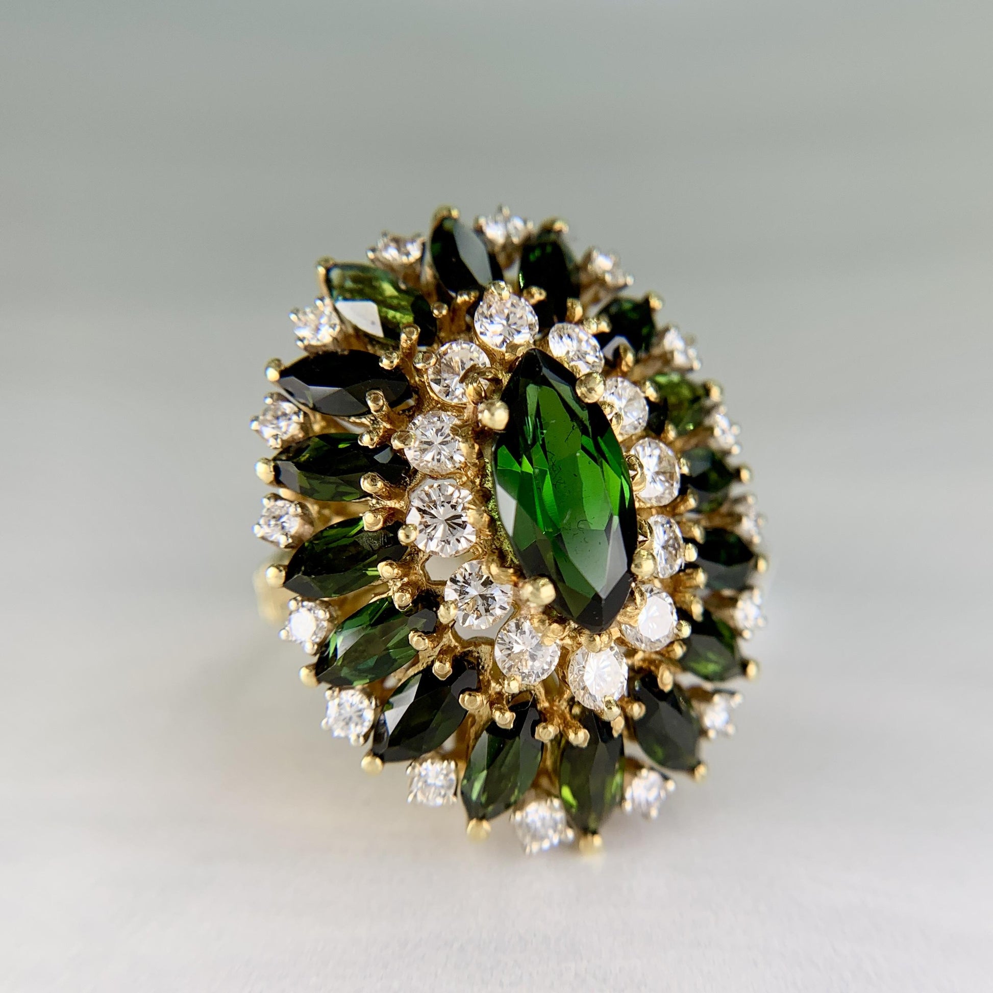 Cindy Royce Green Tourmaline Diamond Ring Vintage 18k