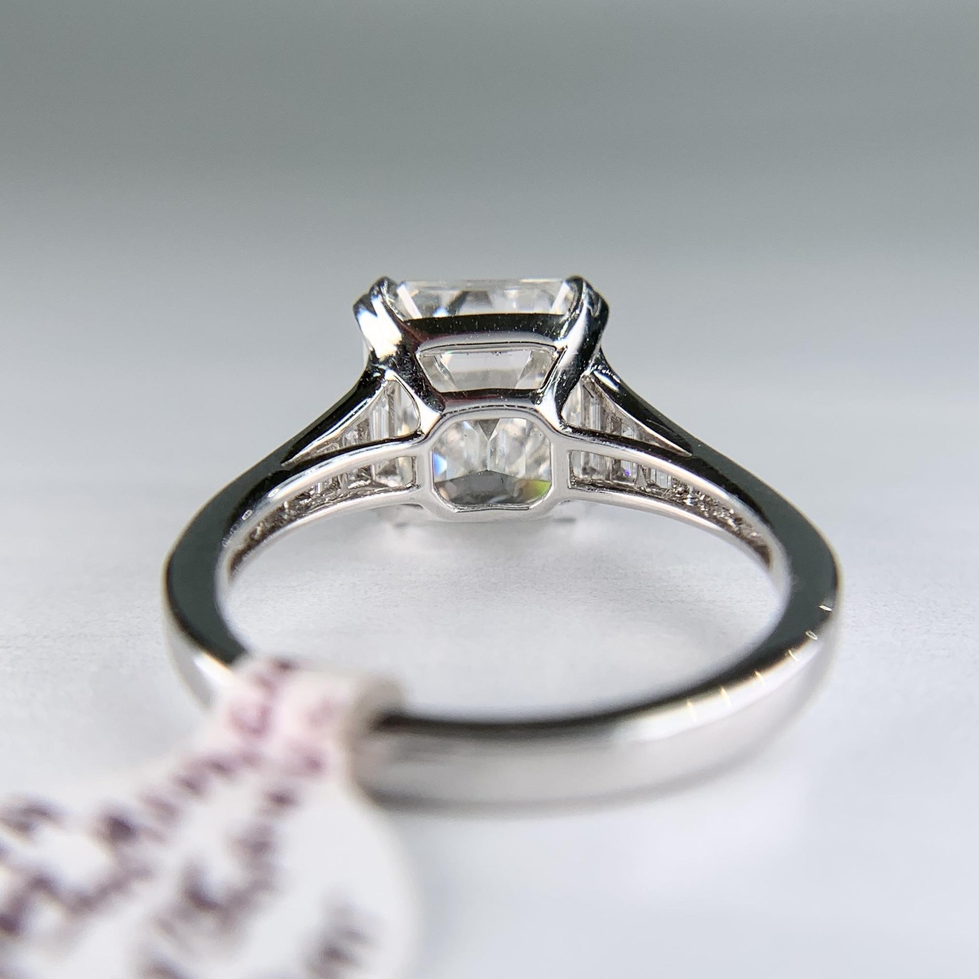 GIA Report Certified 4.09 Emerald Cut Diamond Platinum Engagement Ring