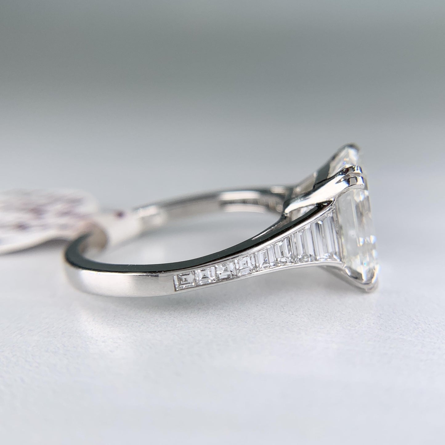 GIA Report Certified 4.09 Emerald Cut Diamond Platinum Engagement Ring