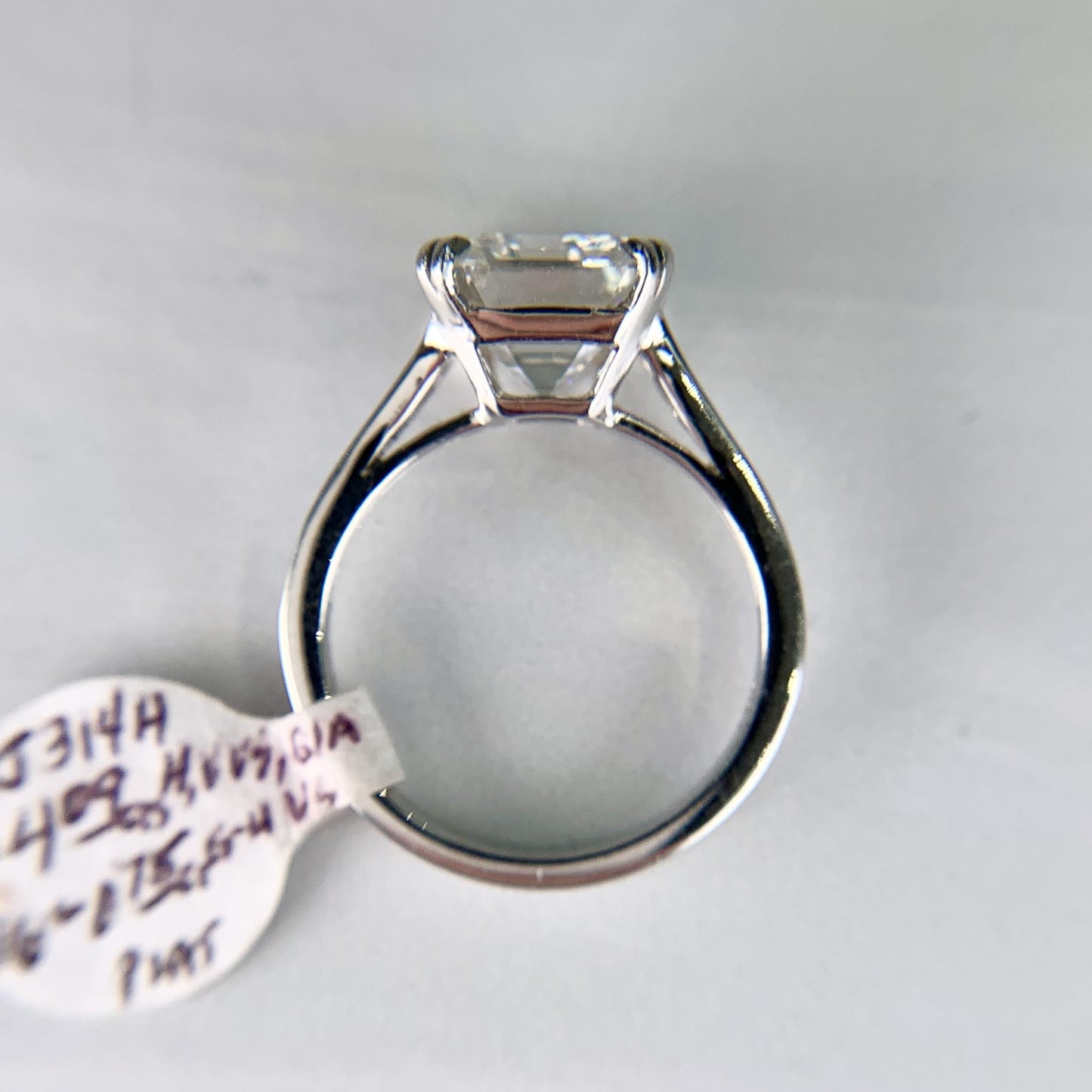 GIA Report Certified 4.09 Emerald Cut Diamond Platinum Engagement Ring