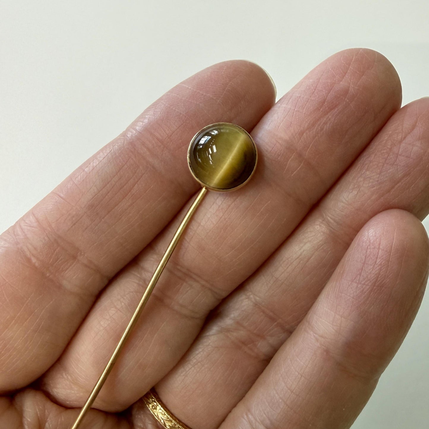 Antique Tiger's Eye Stick Pin 14k