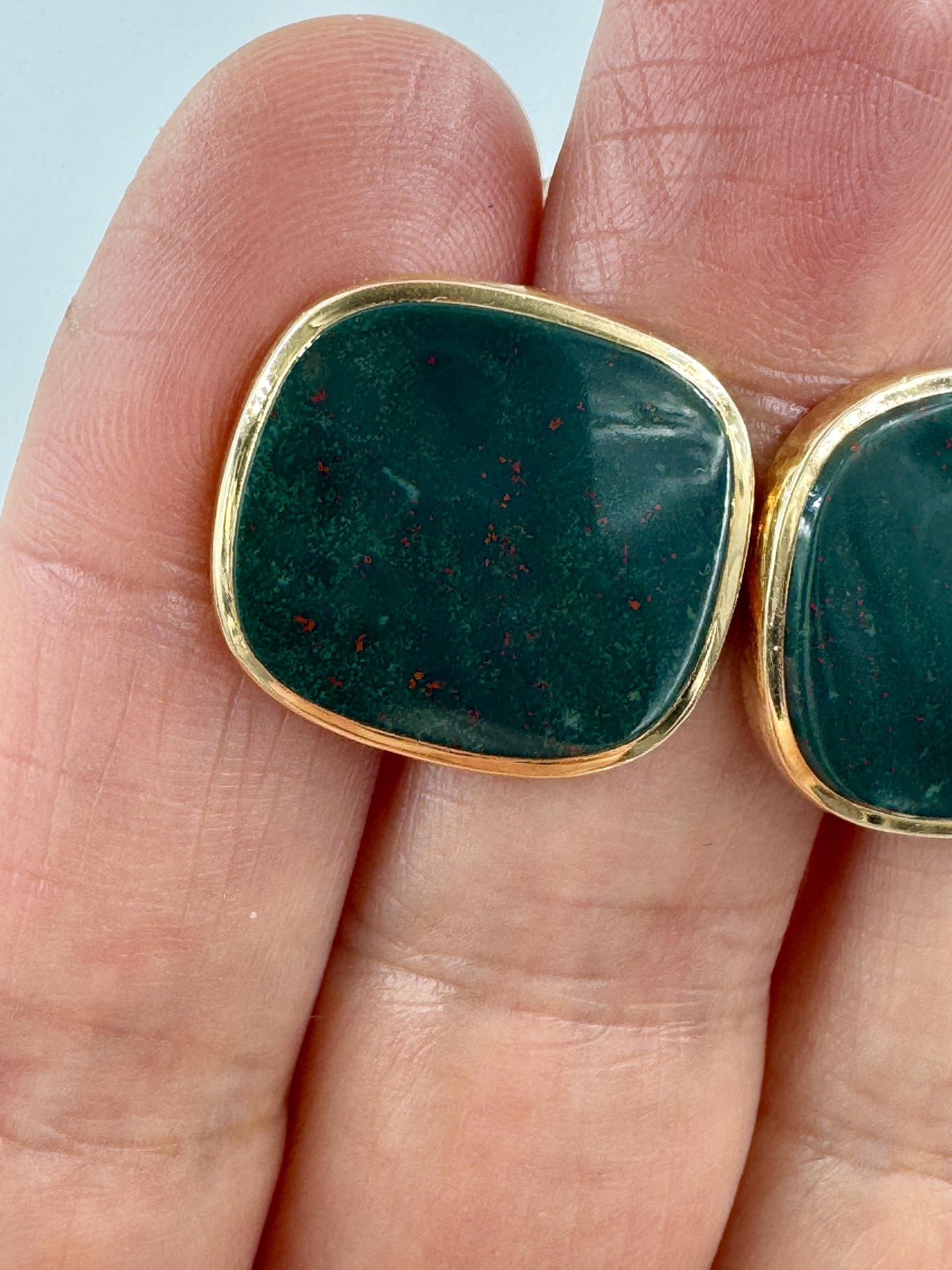 Art Deco 14k Gold Austrian Bloodstone Cufflinks