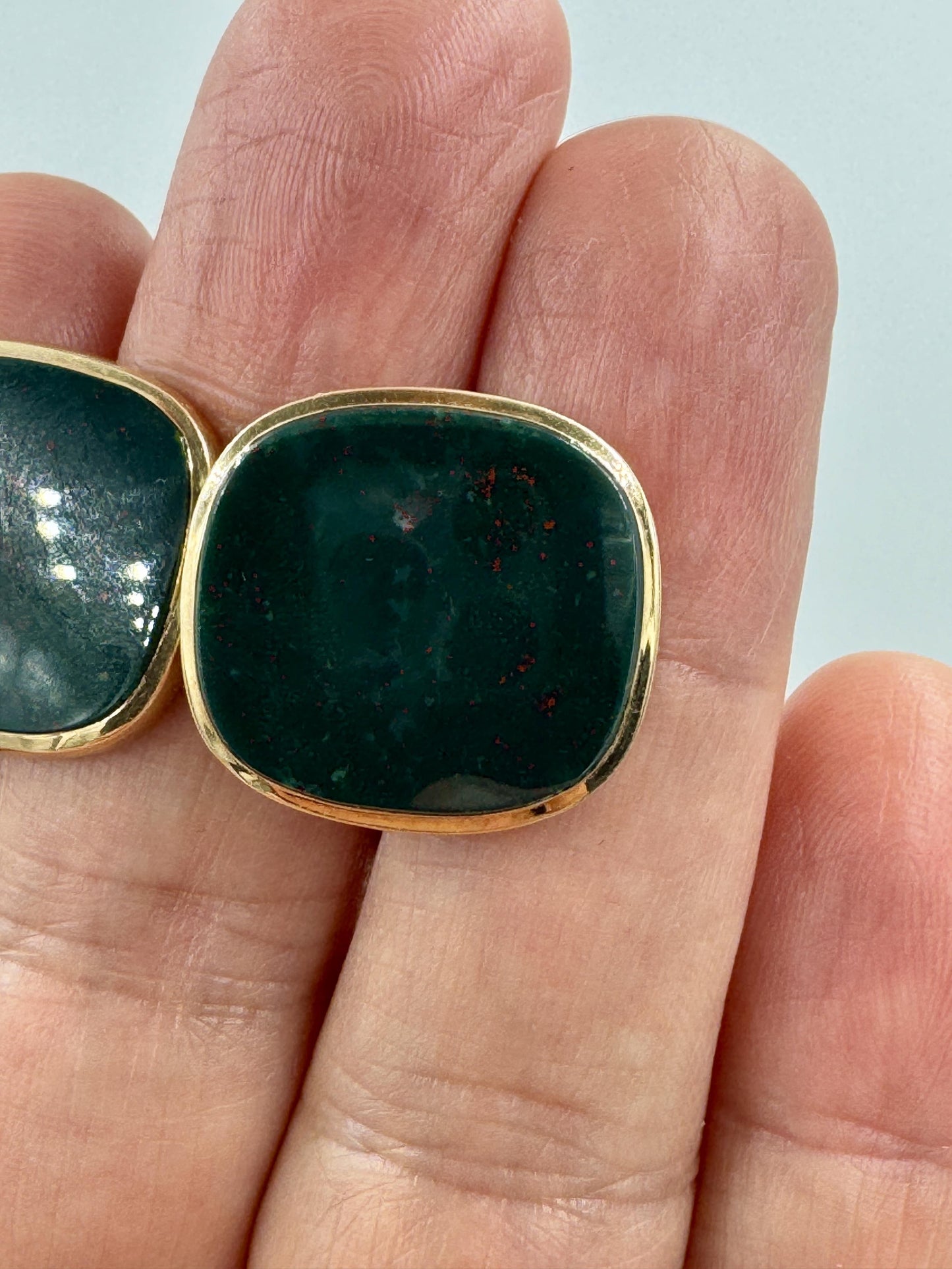 Art Deco 14k Gold Austrian Bloodstone Cufflinks