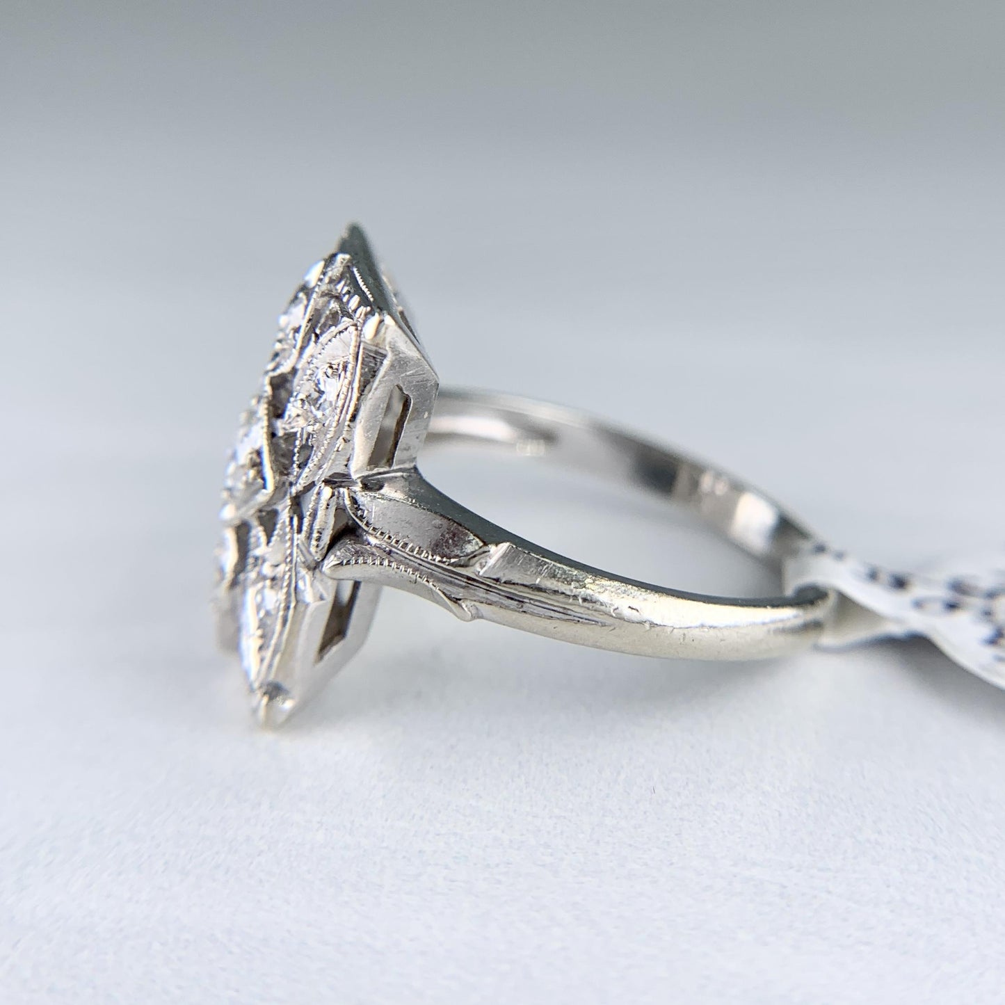1930's Art Deco Old European Cut Diamond Dinner Ring 14k