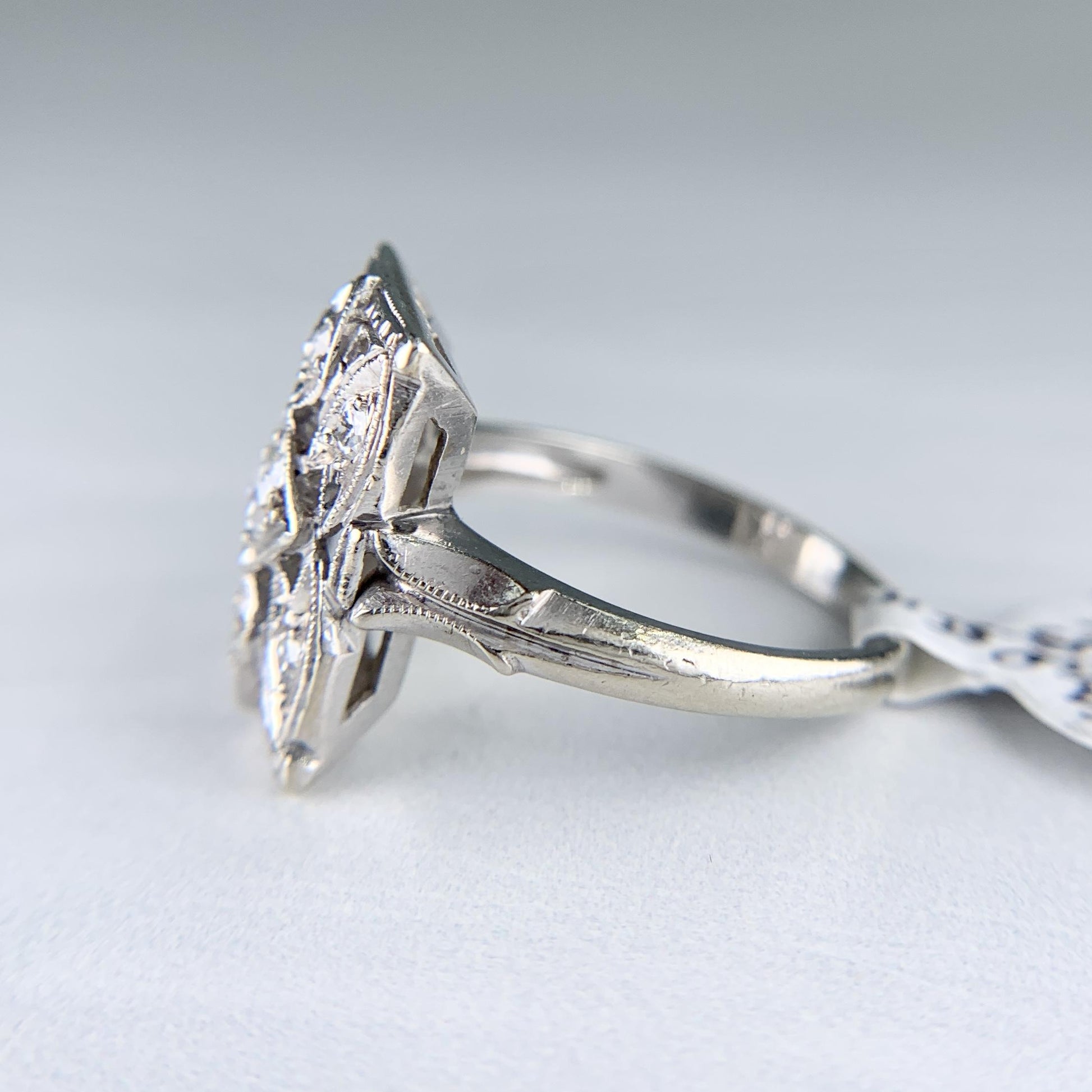 1930's Art Deco Old European Cut Diamond Dinner Ring 14k