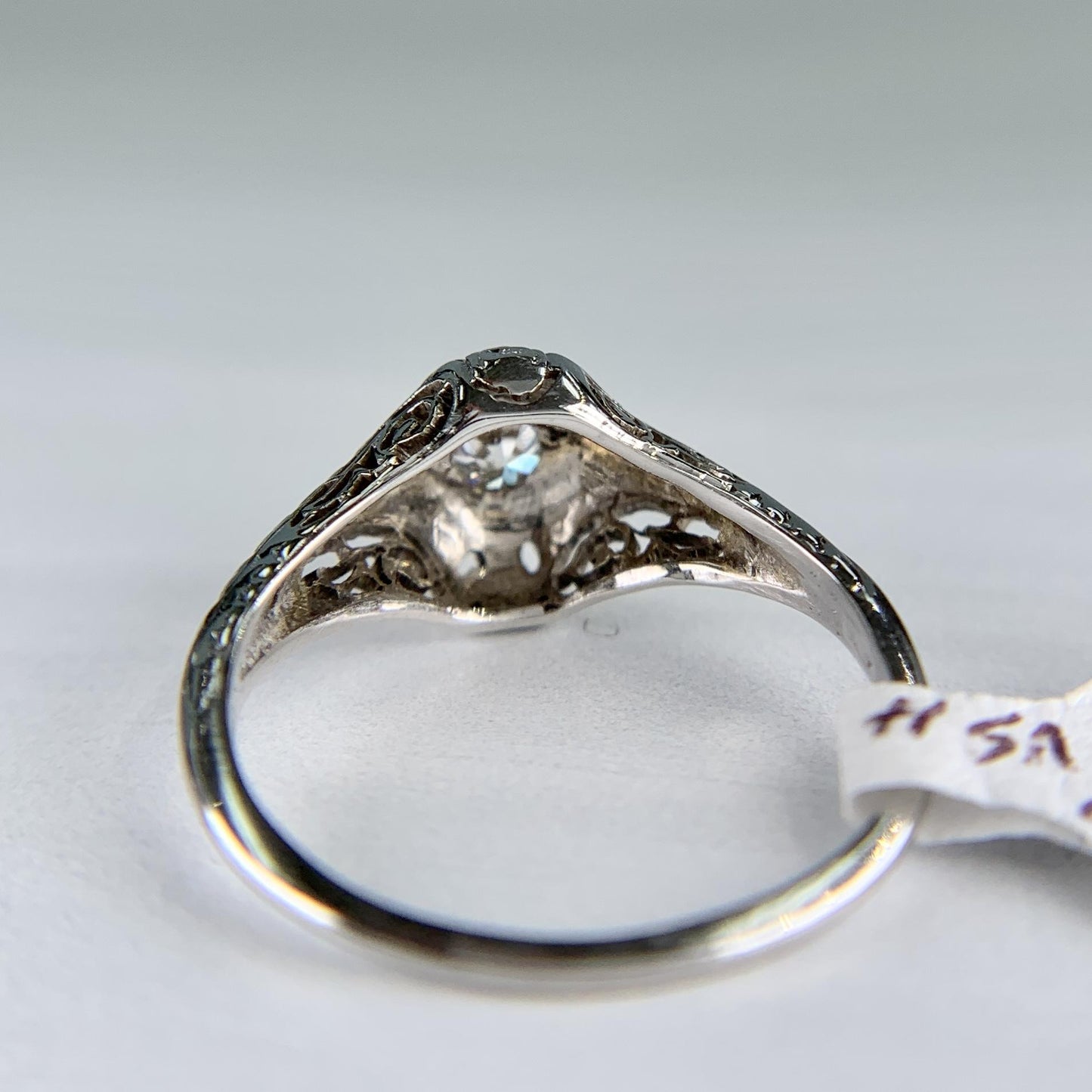 1930's Art Deco Old European Cut Diamond Engagement Ring 14k