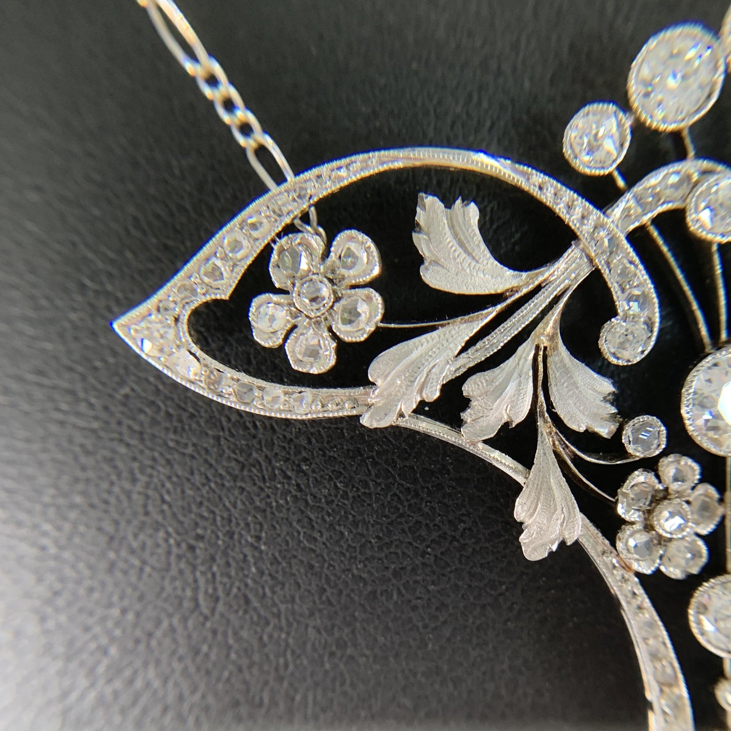 Circa 1910's Antique Edwardian Lavalier Necklace Platinum