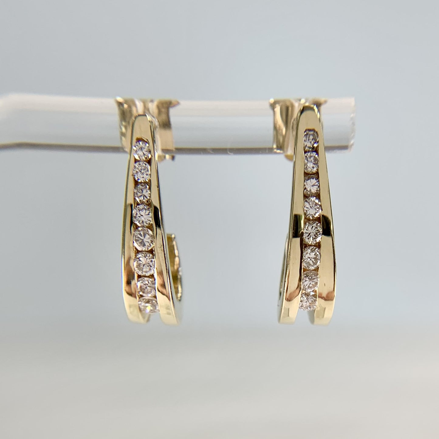 J Half Hoop Diamond Earrings 14k