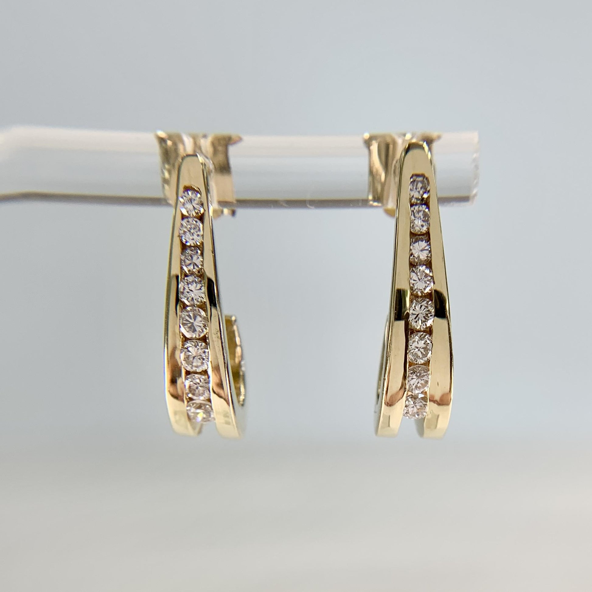 J Half Hoop Diamond Earrings 14k