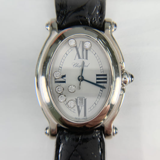 Chopard Happy Sport 7 Diamond Watch 18k White Gold Box and Books