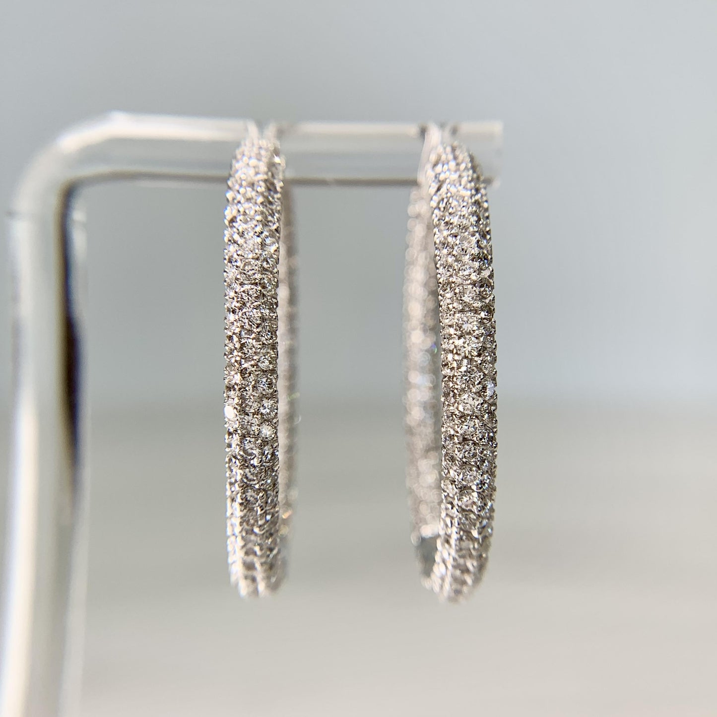 Large Inside out Diamond Hoop Earrings 18k White Gold