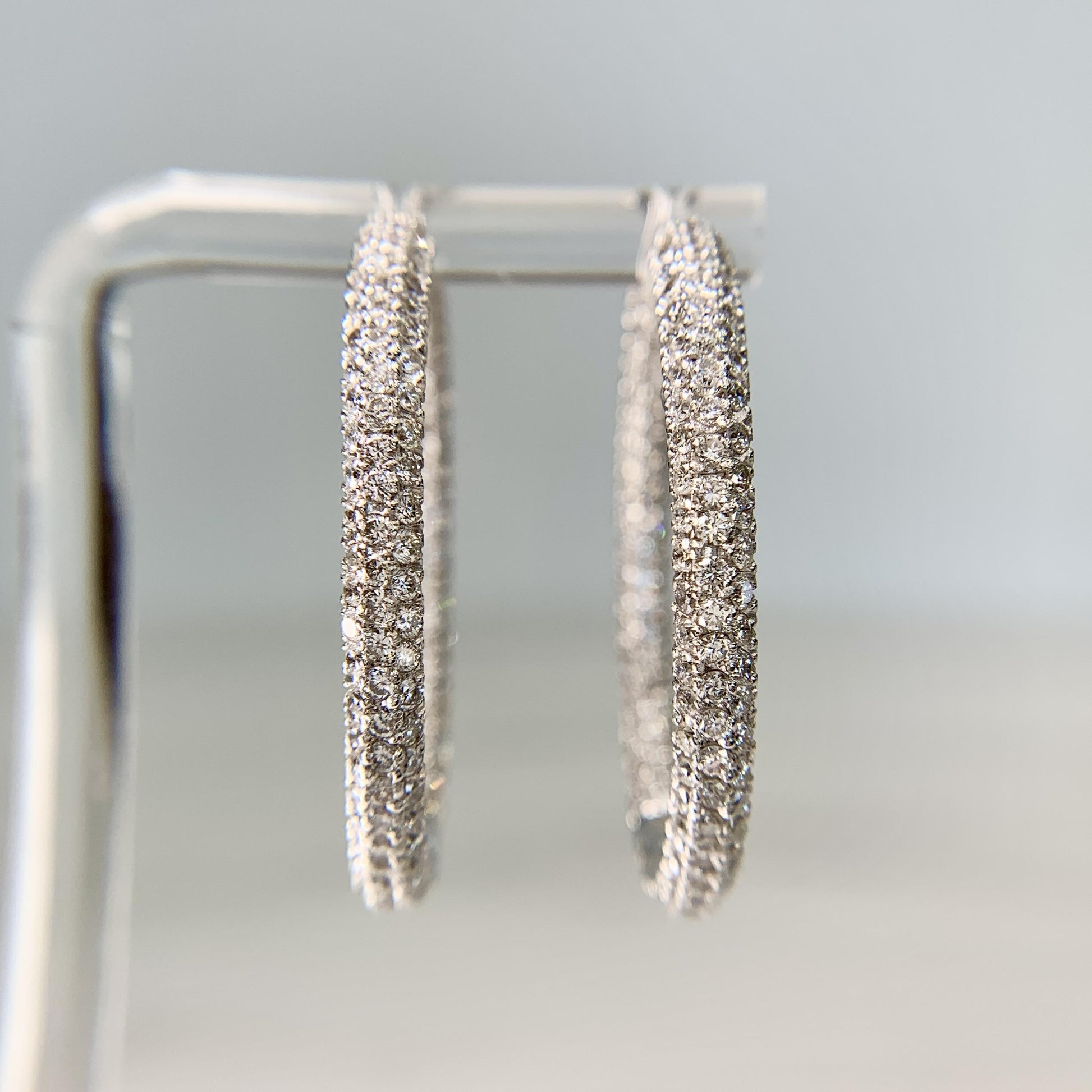Large Inside out Diamond Hoop Earrings 18k White Gold