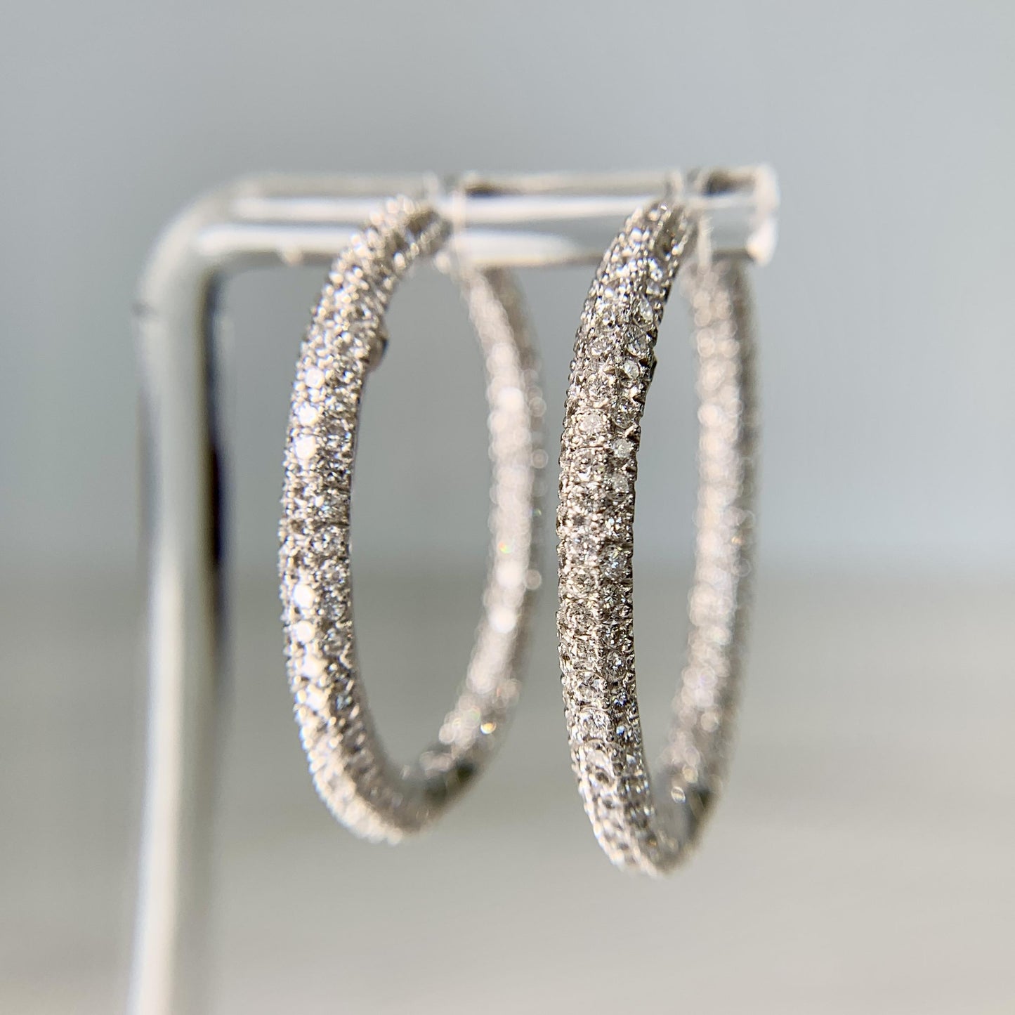 Large Inside out Diamond Hoop Earrings 18k White Gold