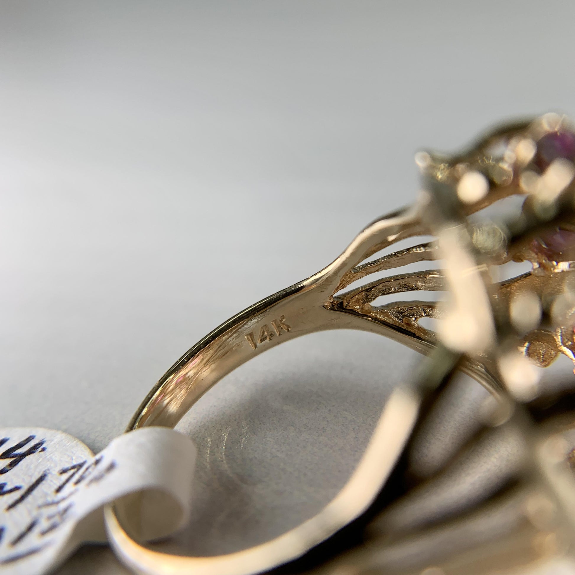 Vintage Ruby and Diamond Harem Princess Ring 14k Yellow Gold