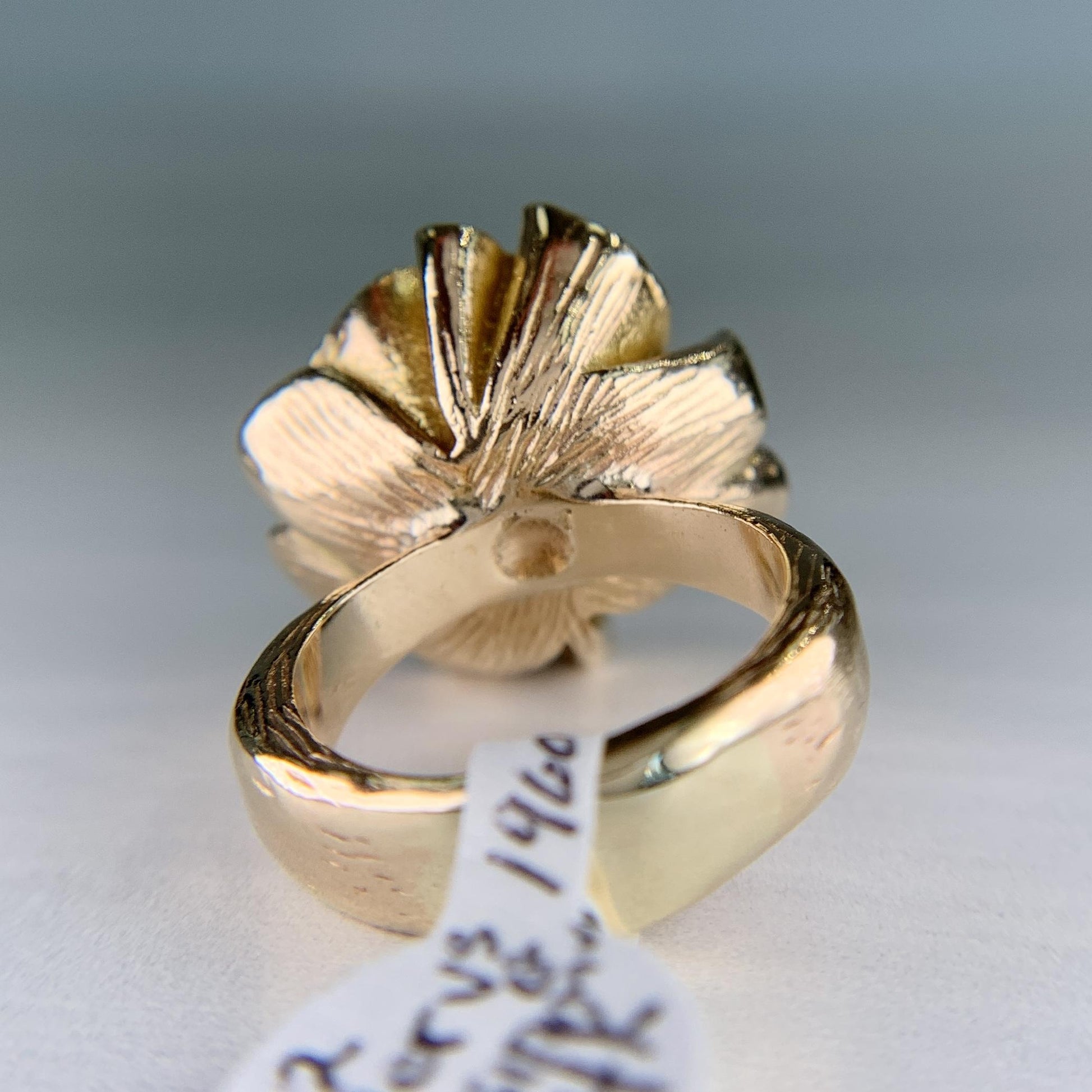Vintage 1960's Transitional Cut Diamond Floral Statement Ring 14k Yellow Gold