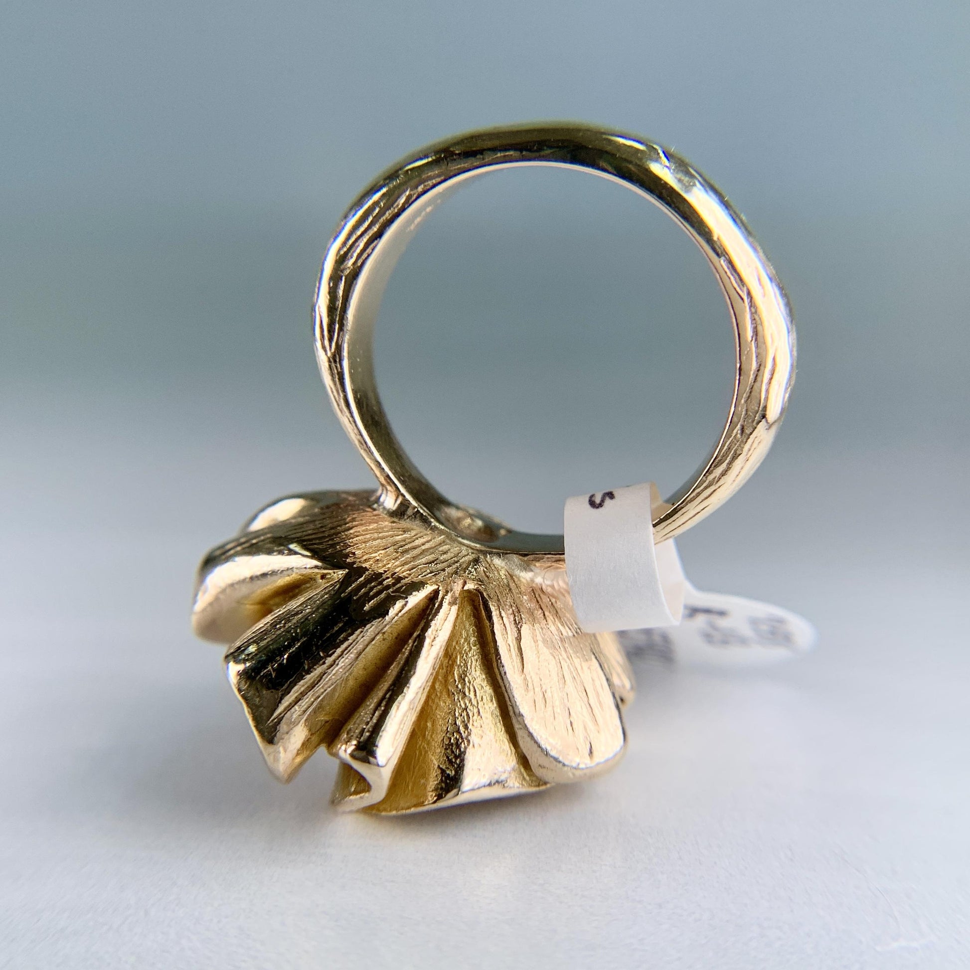 Vintage 1960's Transitional Cut Diamond Floral Statement Ring 14k Yellow Gold