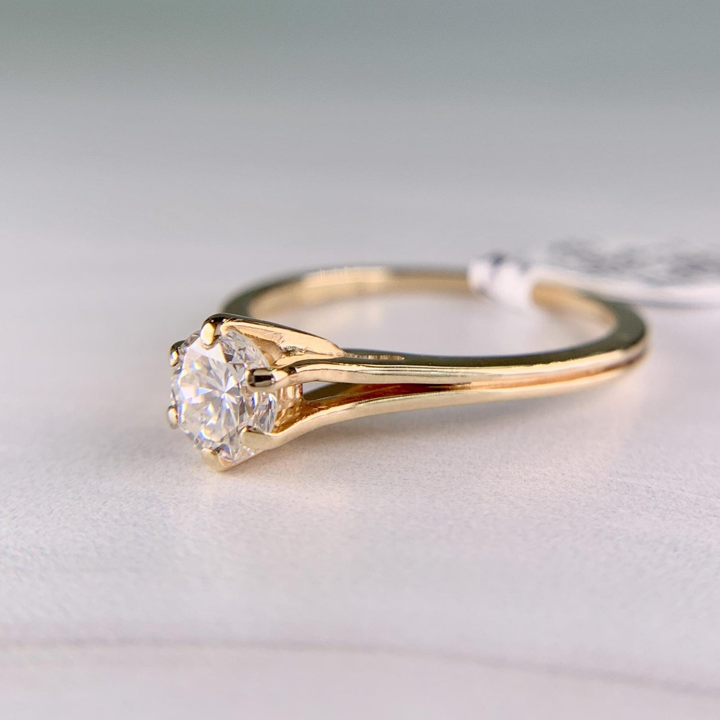 Vintage 1980's .60 Carat Solitaire Diamond Engagement Ring 18k Yellow Gold