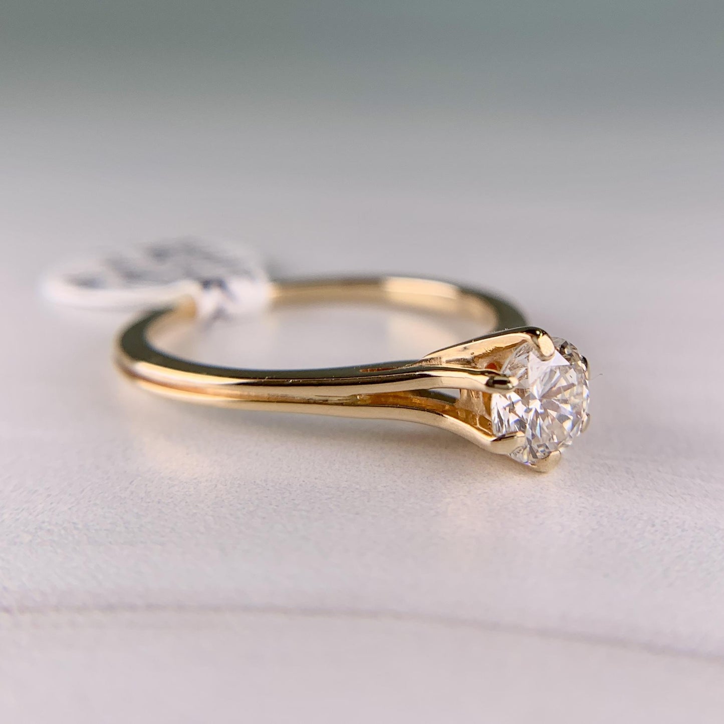 Vintage 1980's .60 Carat Solitaire Diamond Engagement Ring 18k Yellow Gold