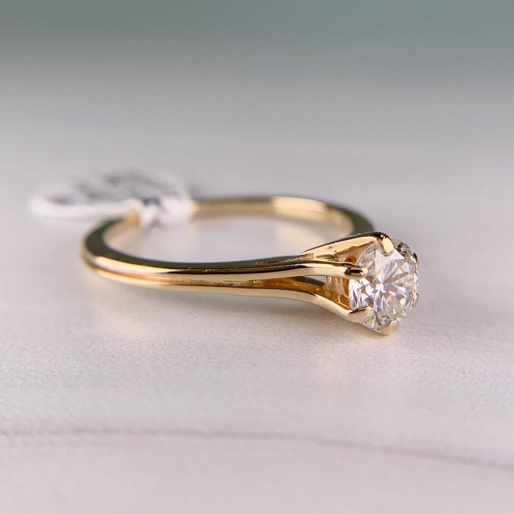 Vintage 1980's .60 Carat Solitaire Diamond Engagement Ring 18k Yellow Gold
