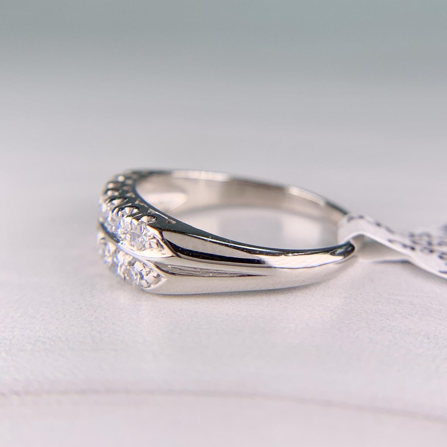 1950's Double Row Single Cut Diamond Band Ring Platinum
