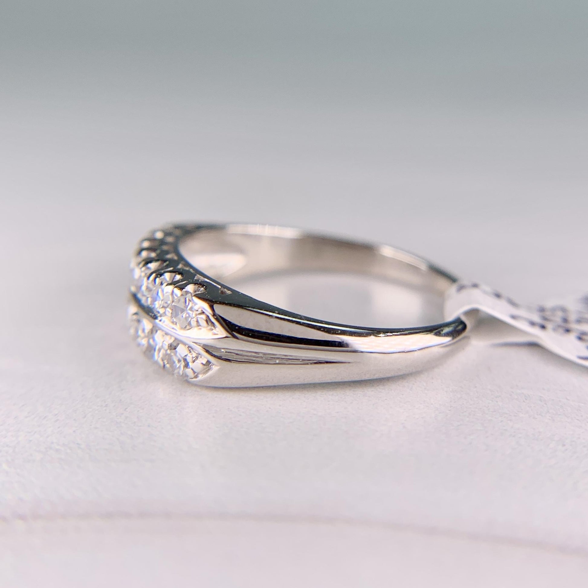 1950's Double Row Single Cut Diamond Band Ring Platinum