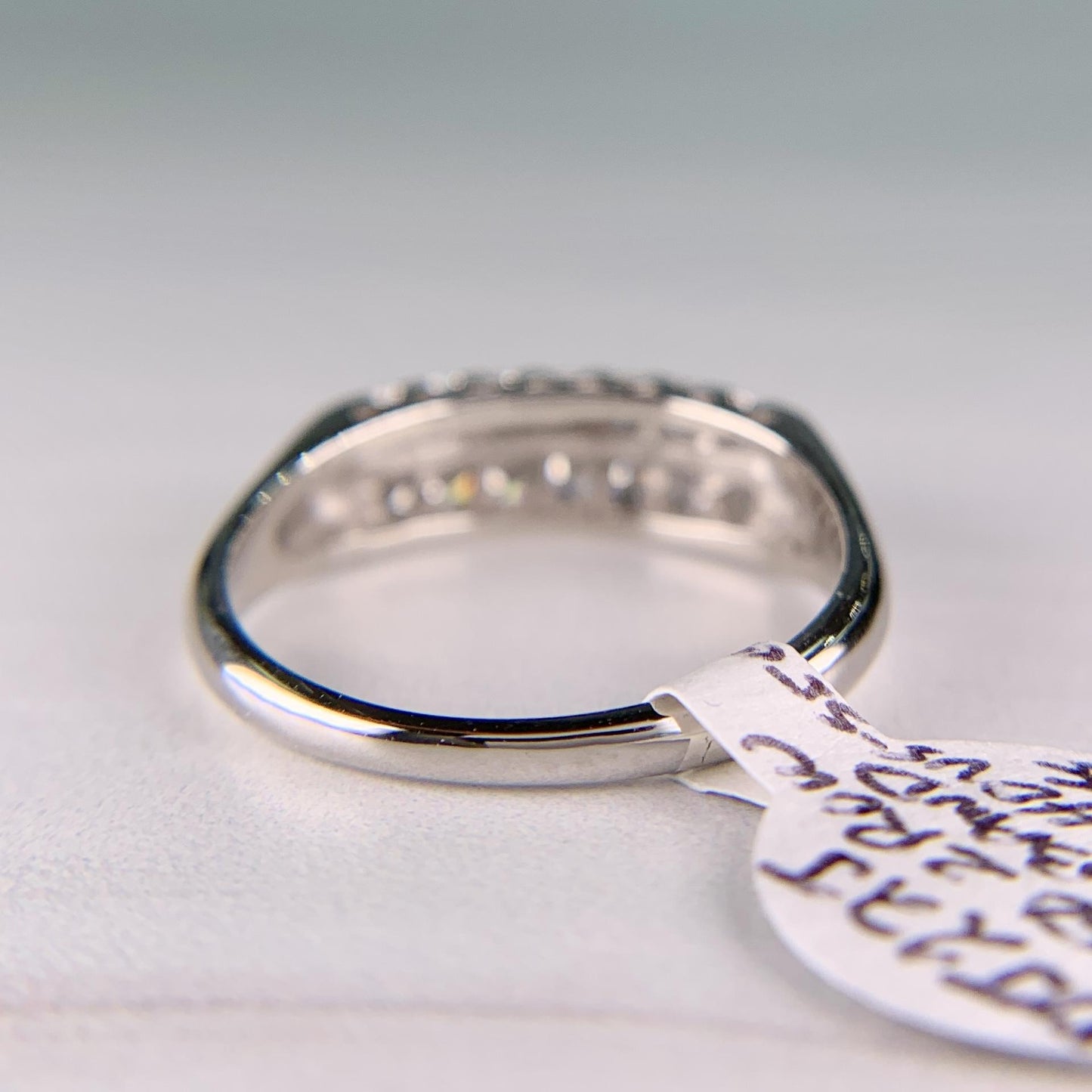 1950's Double Row Single Cut Diamond Band Ring Platinum