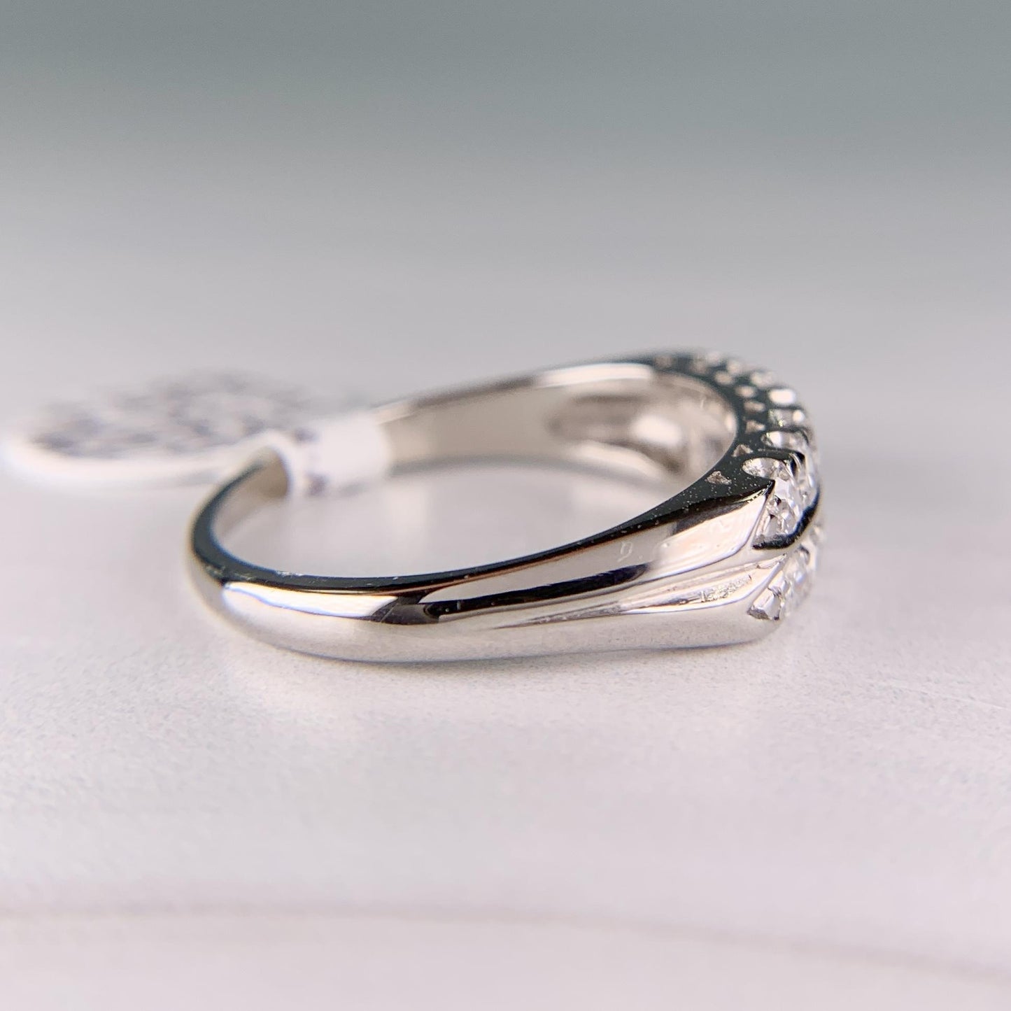 1950's Double Row Single Cut Diamond Band Ring Platinum