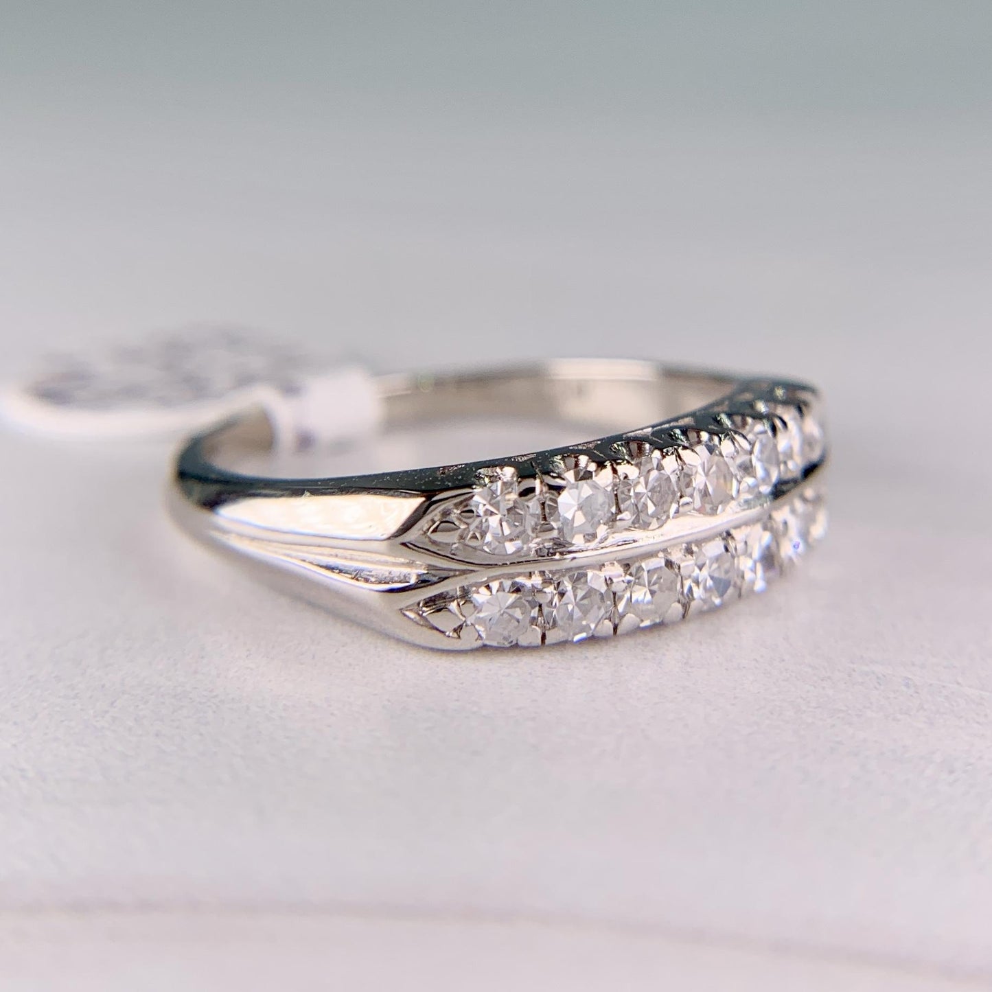 1950's Double Row Single Cut Diamond Band Ring Platinum