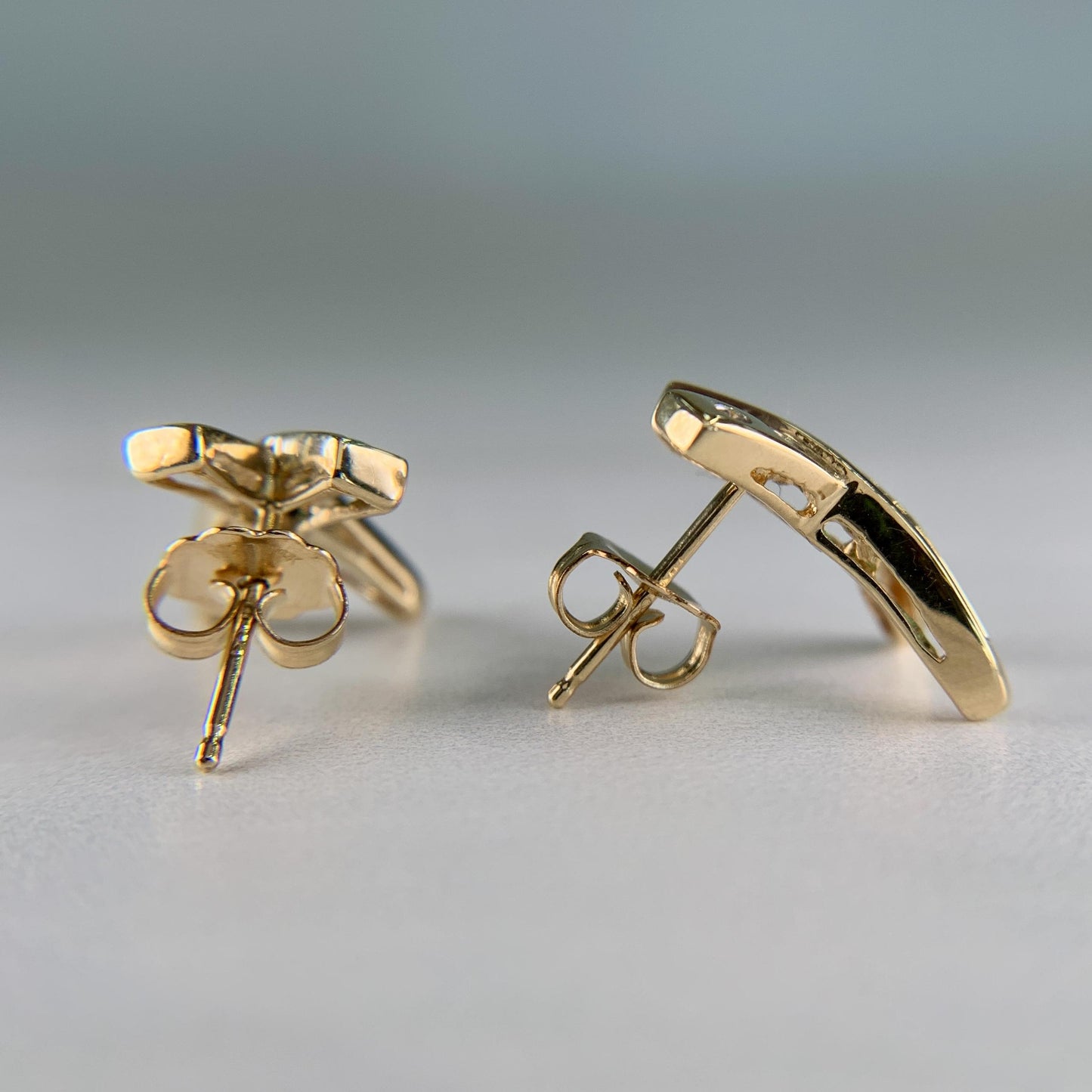 Emerald and Diamond "X" Earrings 14k Yellow Gold
