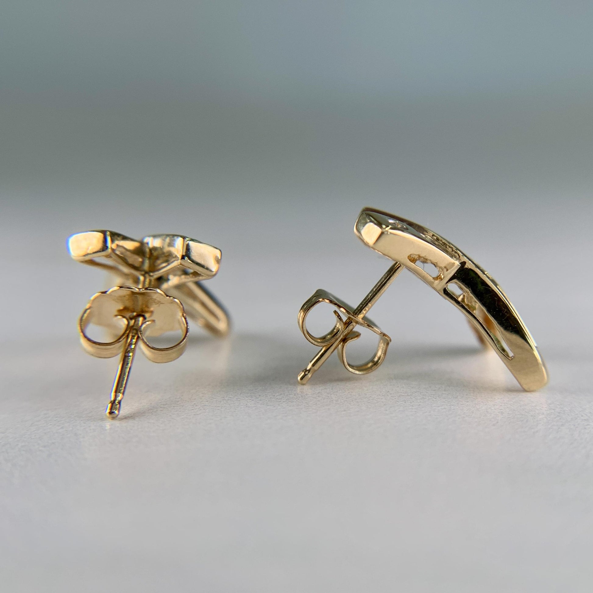 Emerald and Diamond "X" Earrings 14k Yellow Gold