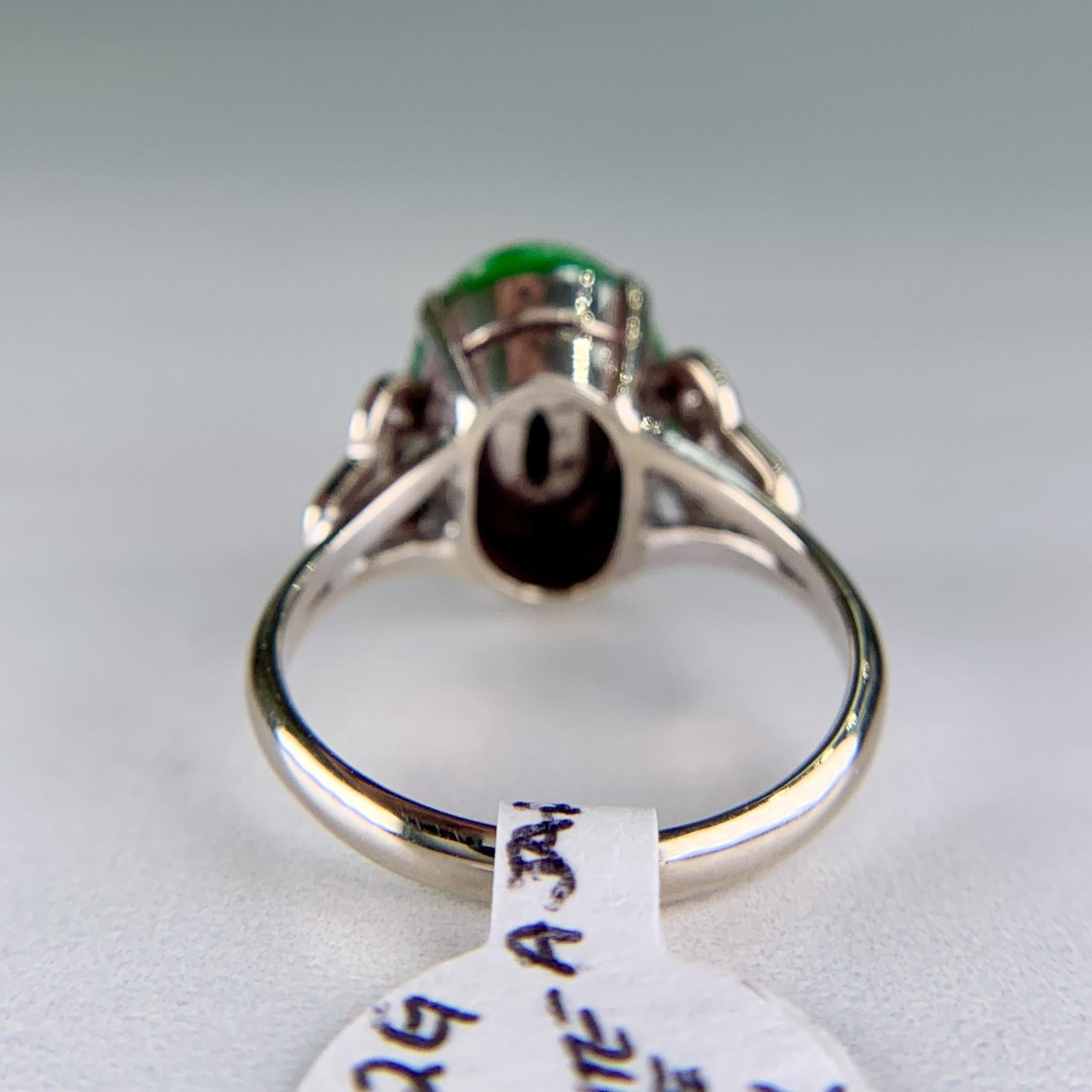 1940's Vintage Jadeite Jade Ring 14k White Gold