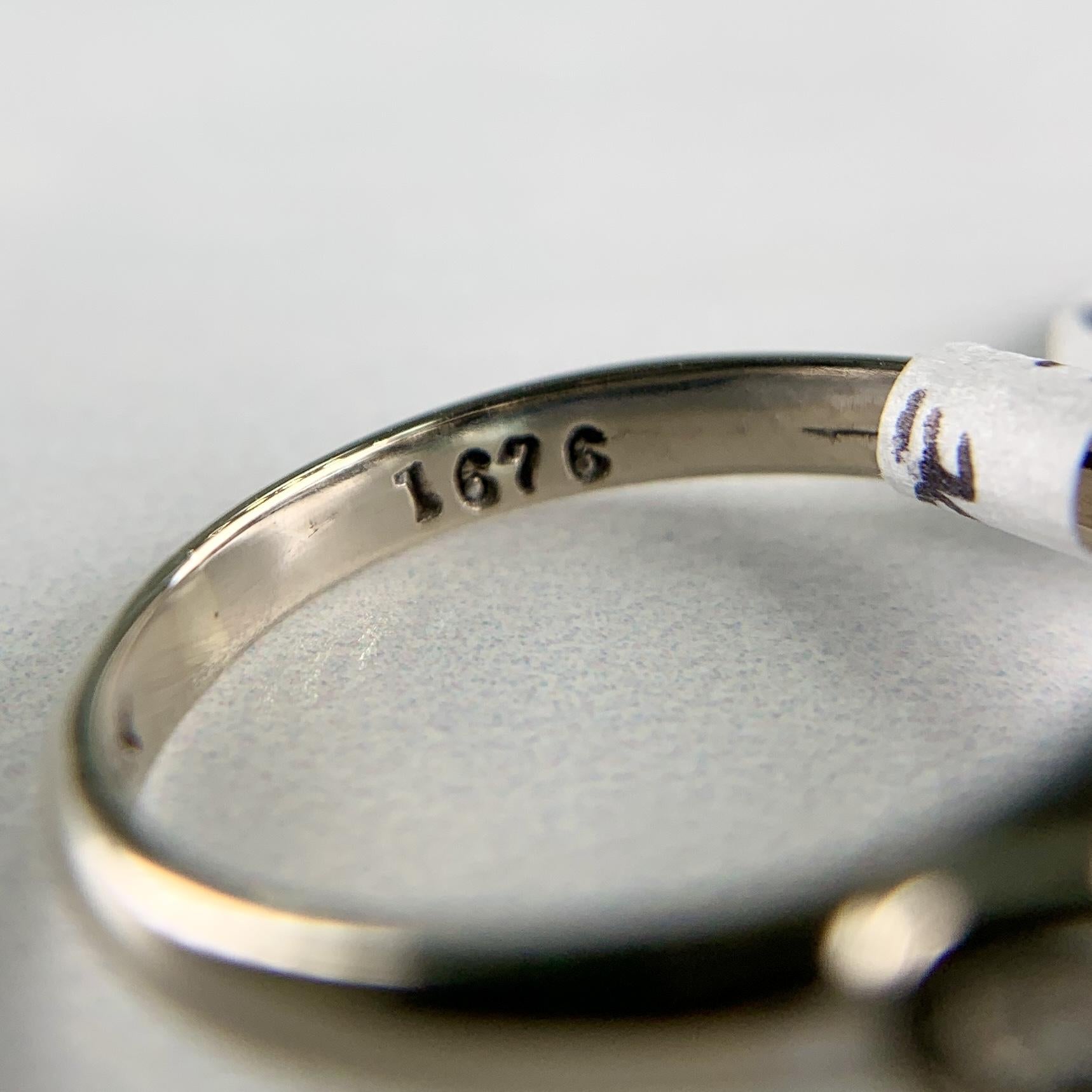 1940's Vintage Jadeite Jade Ring 14k White Gold