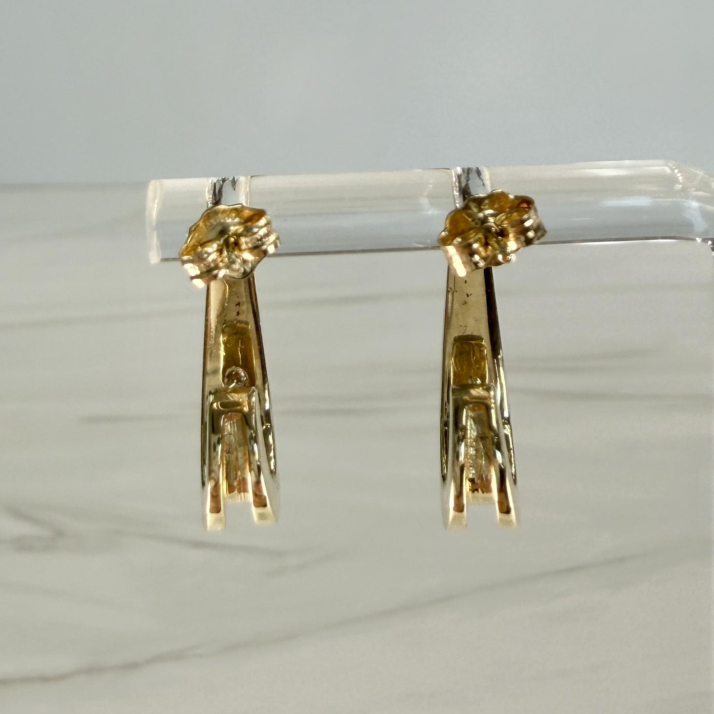 J Half Hoop Diamond Earrings 14k