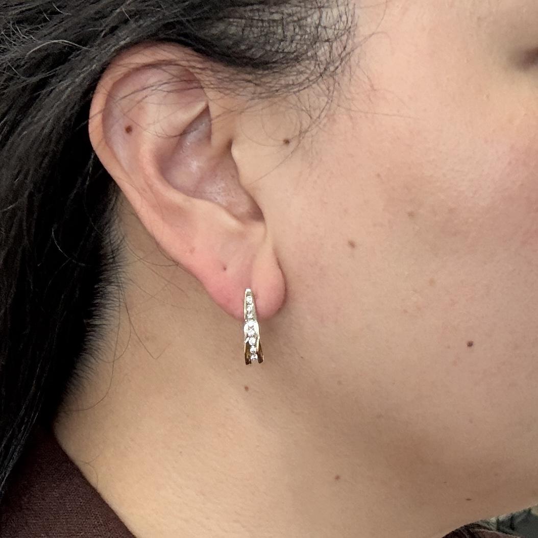 J Half Hoop Diamond Earrings 14k