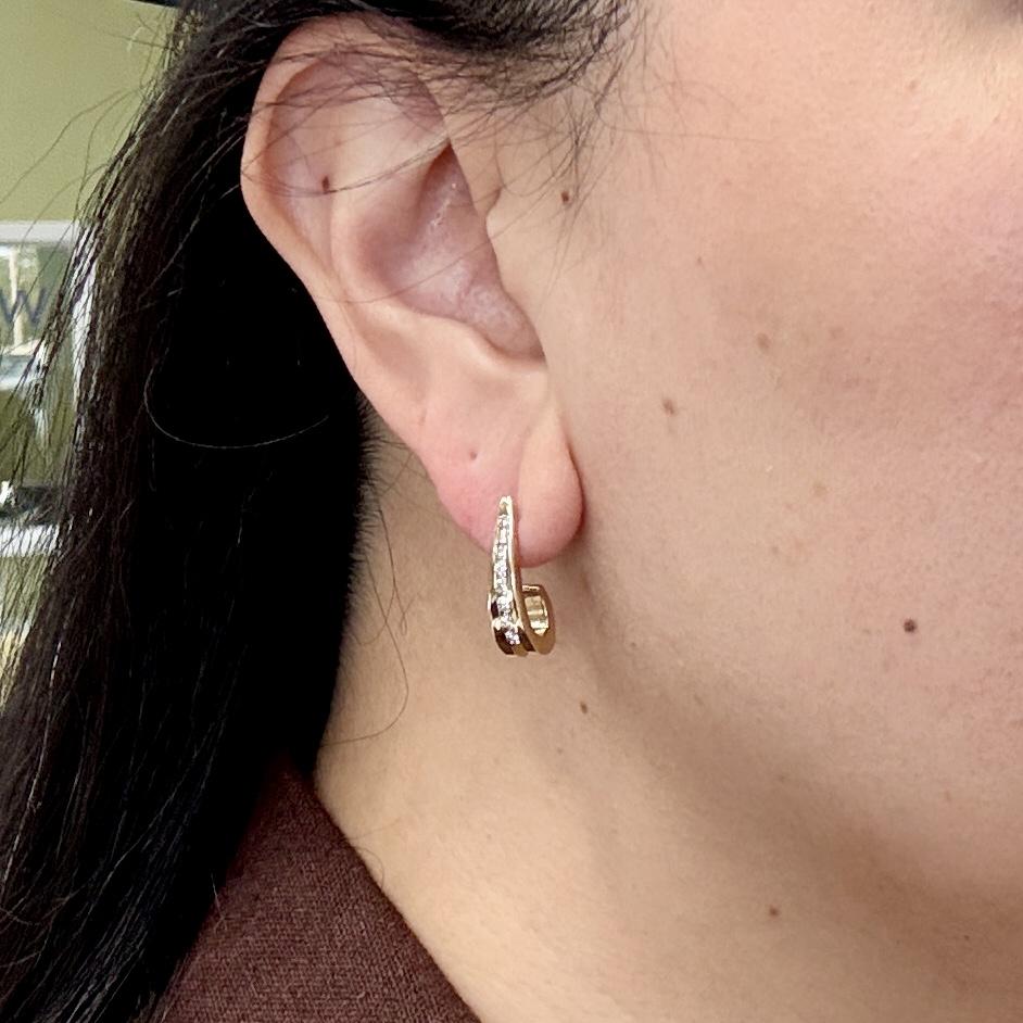 J Half Hoop Diamond Earrings 14k