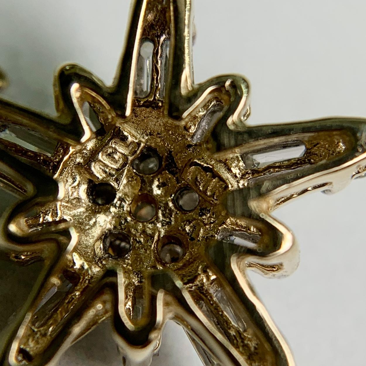 Diamond Star Cluster Necklace 14k White and Yellow Gold