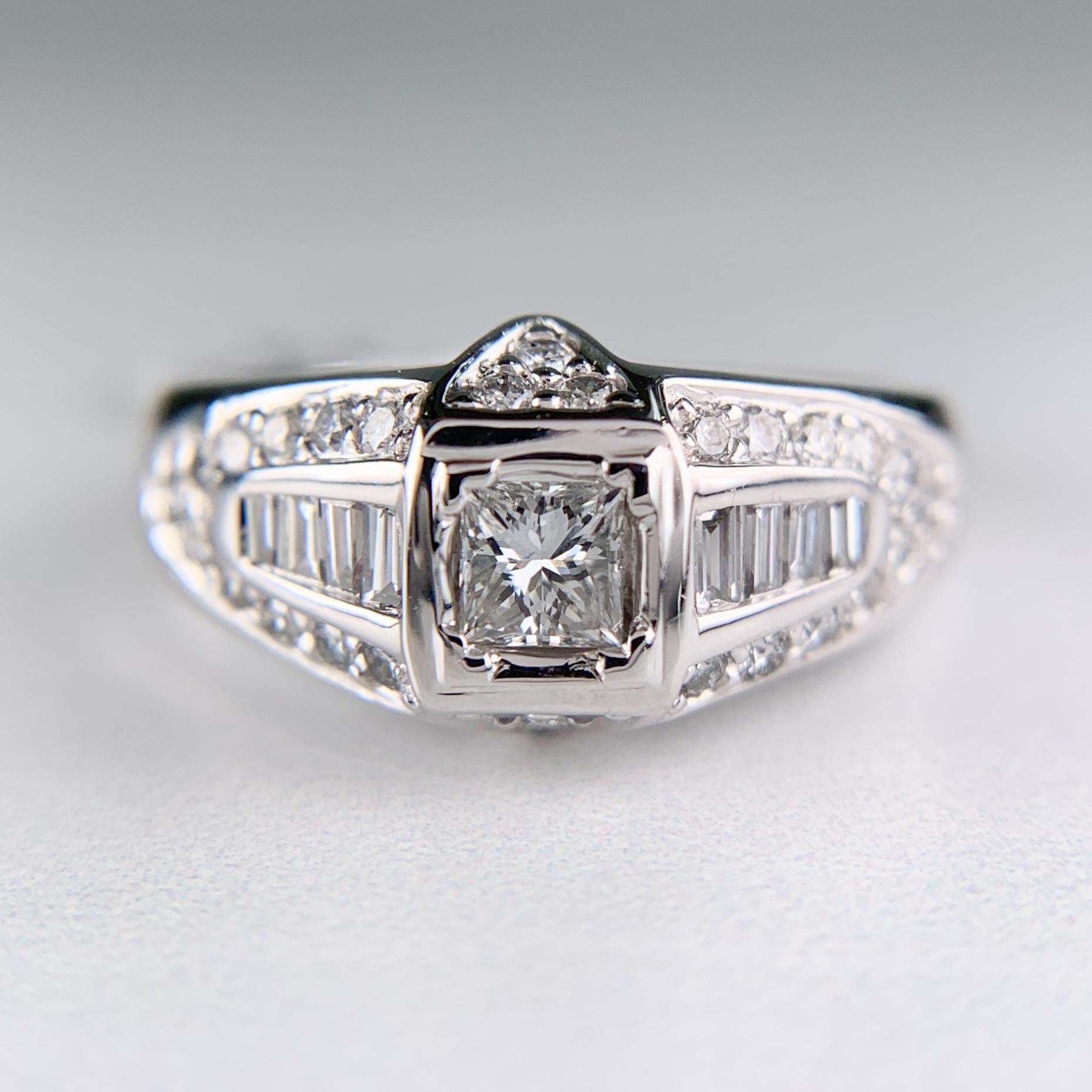 Estate Kate McCullar Diamond Engagement Ring 14k White Gold
