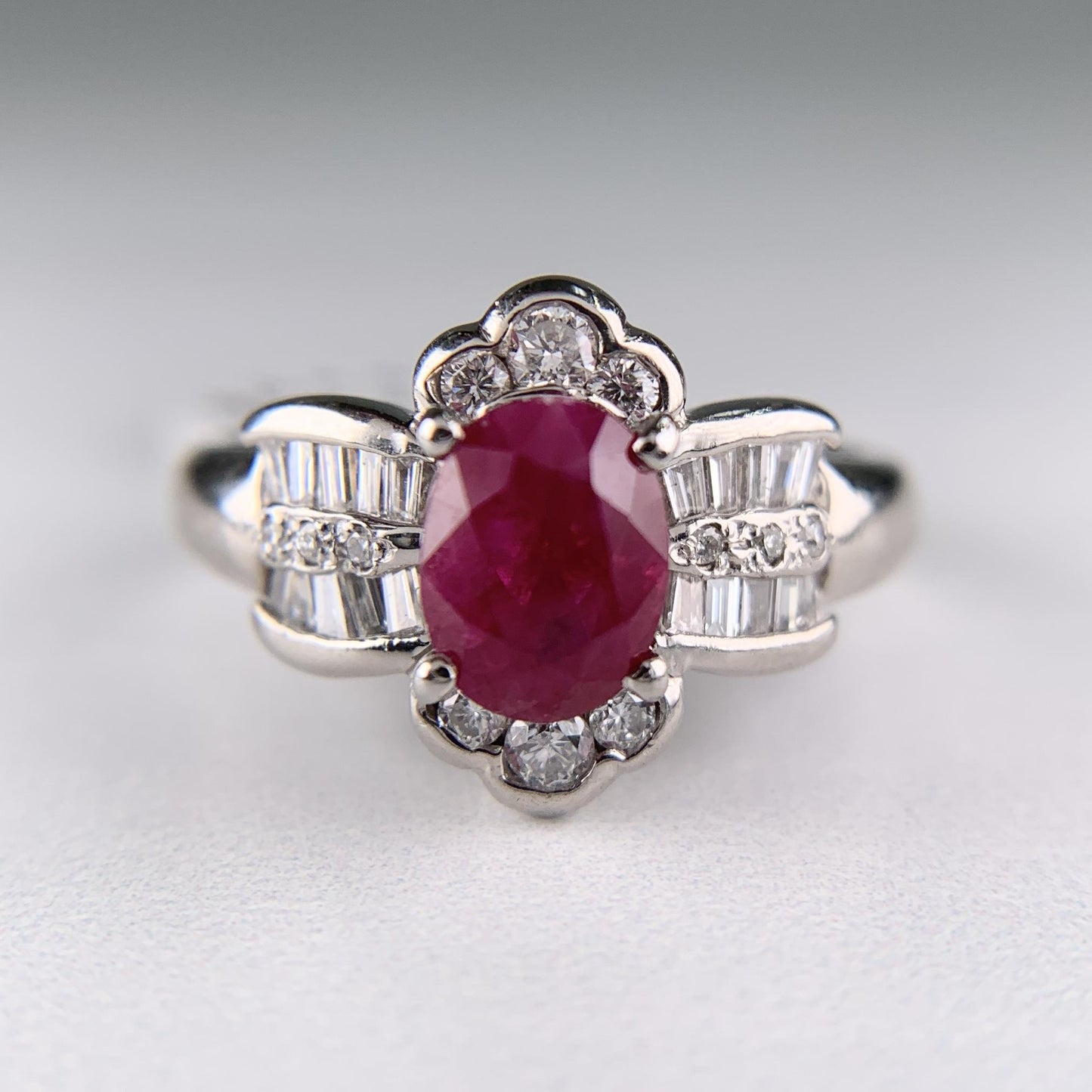 Estate Ruby and Diamond Ring Platinum