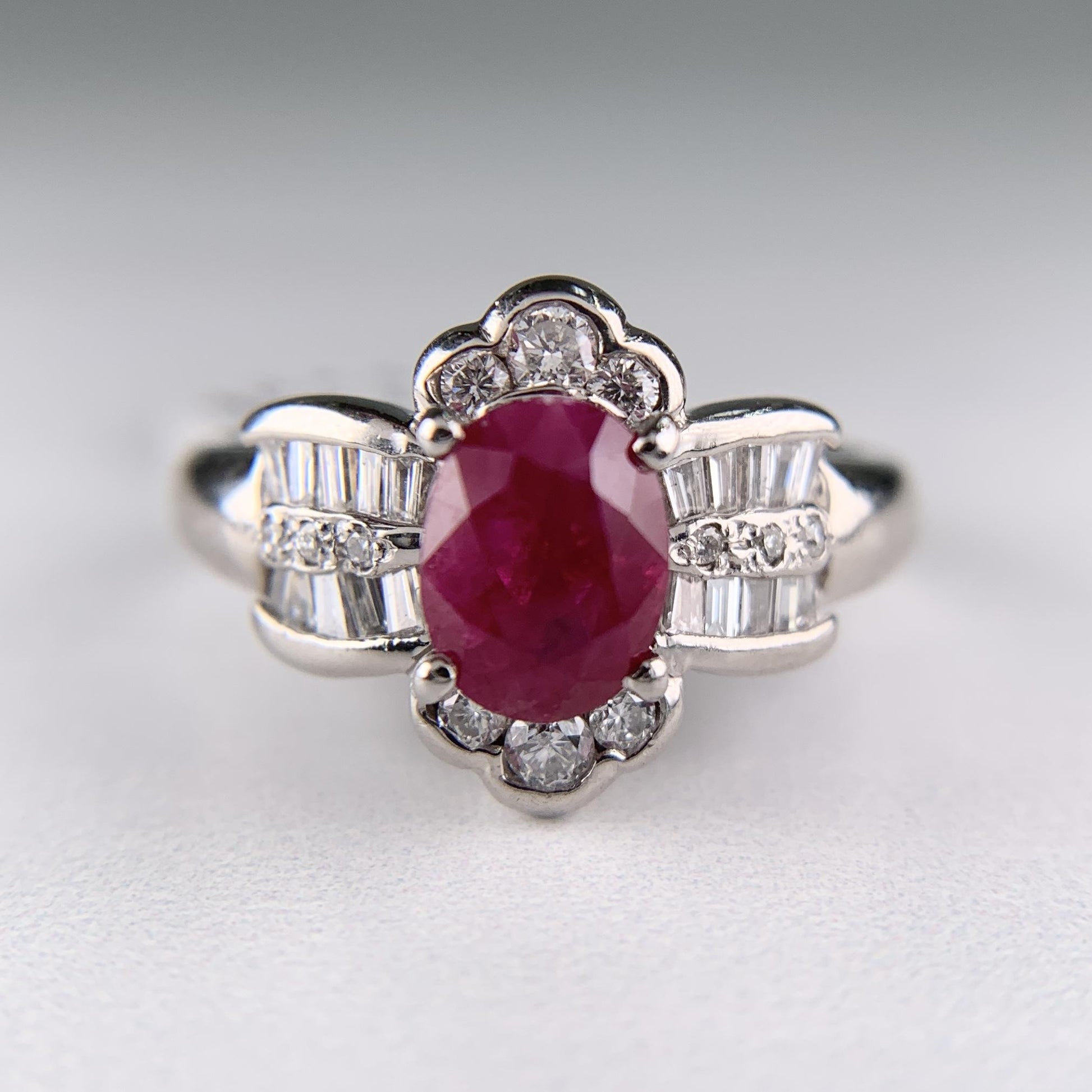 Estate Ruby and Diamond Ring Platinum