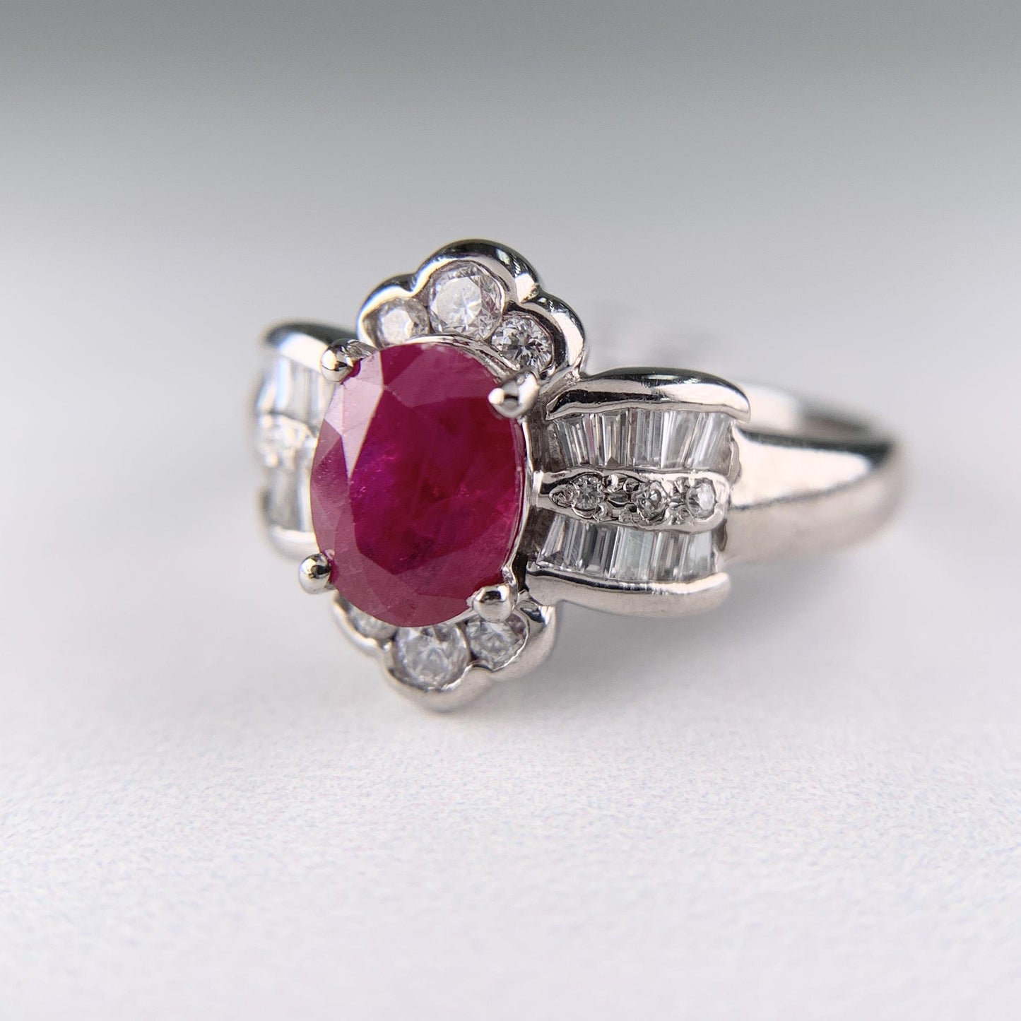 Estate Ruby and Diamond Ring Platinum