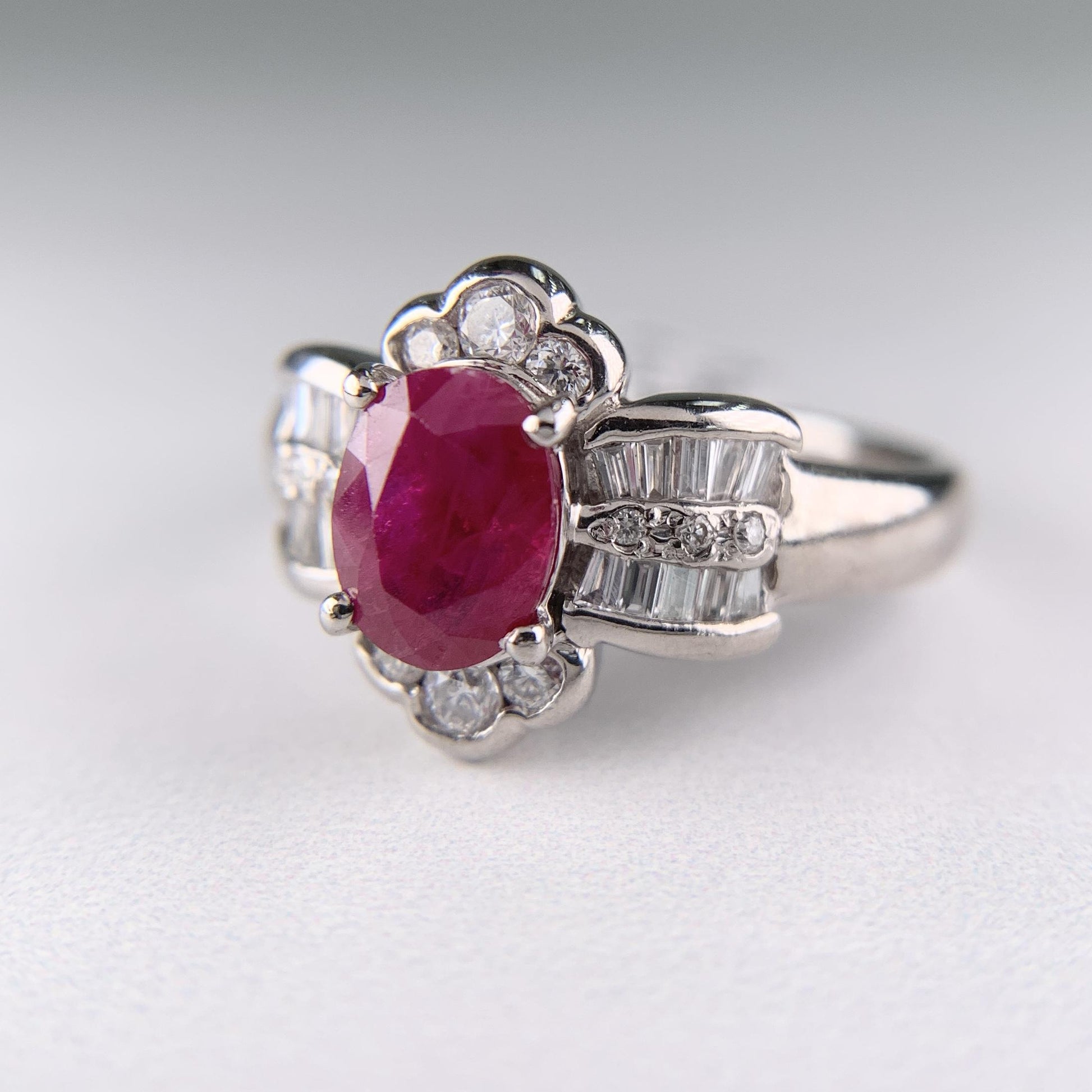 Estate Ruby and Diamond Ring Platinum