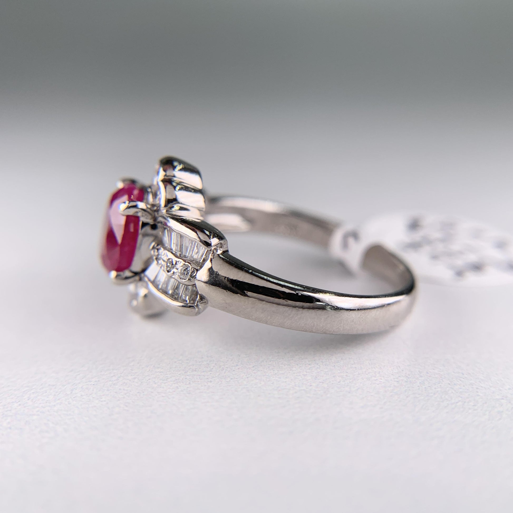 Estate Ruby and Diamond Ring Platinum