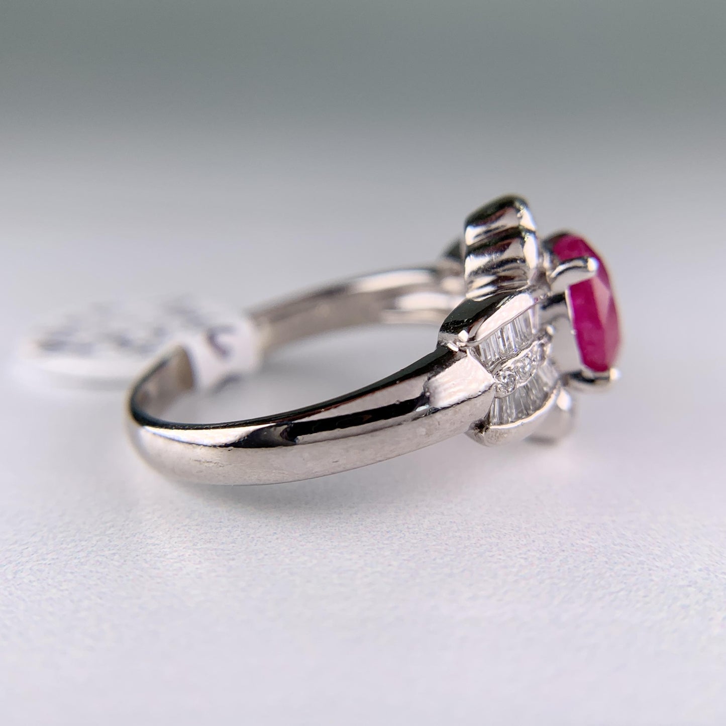 Estate Ruby and Diamond Ring Platinum