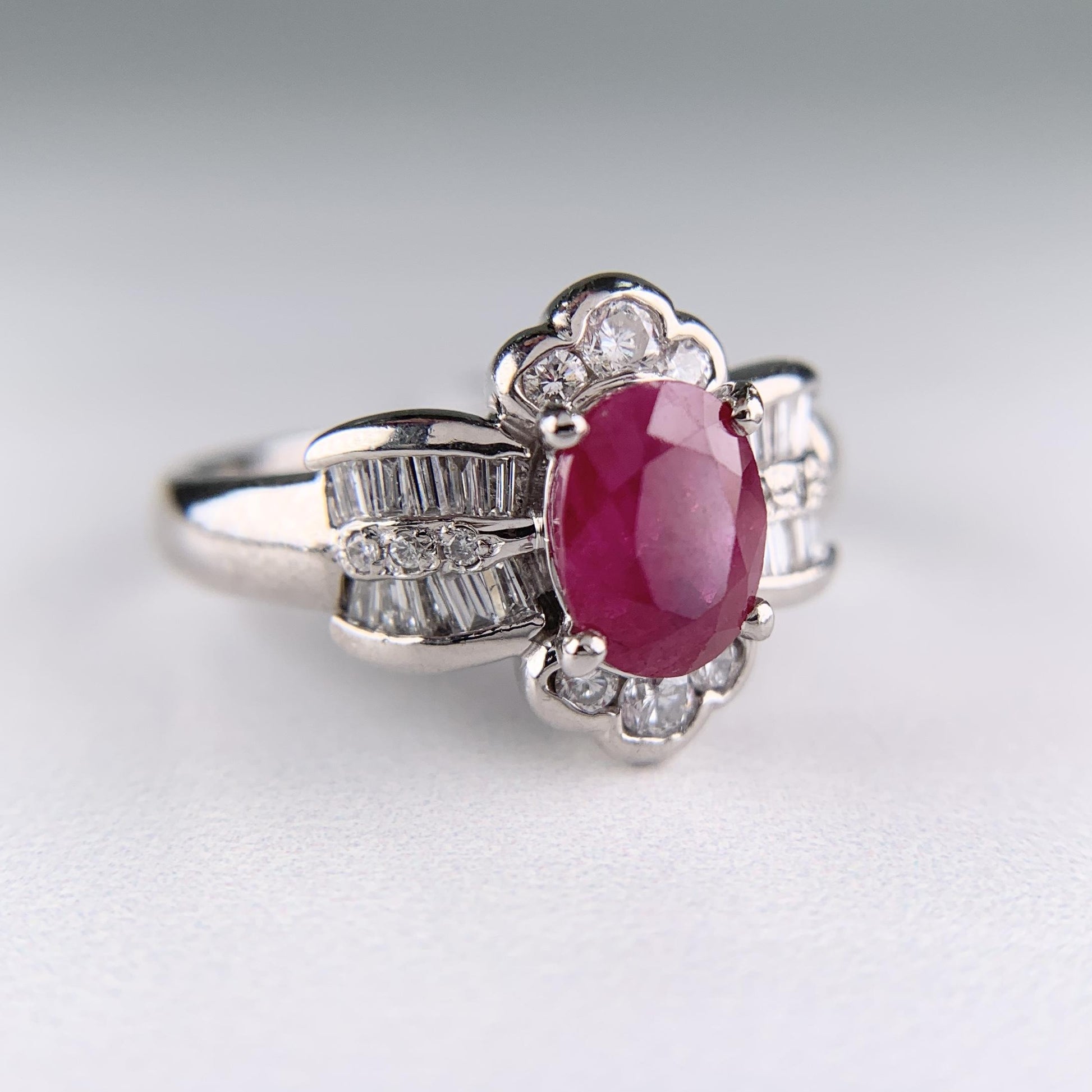 Estate Ruby and Diamond Ring Platinum