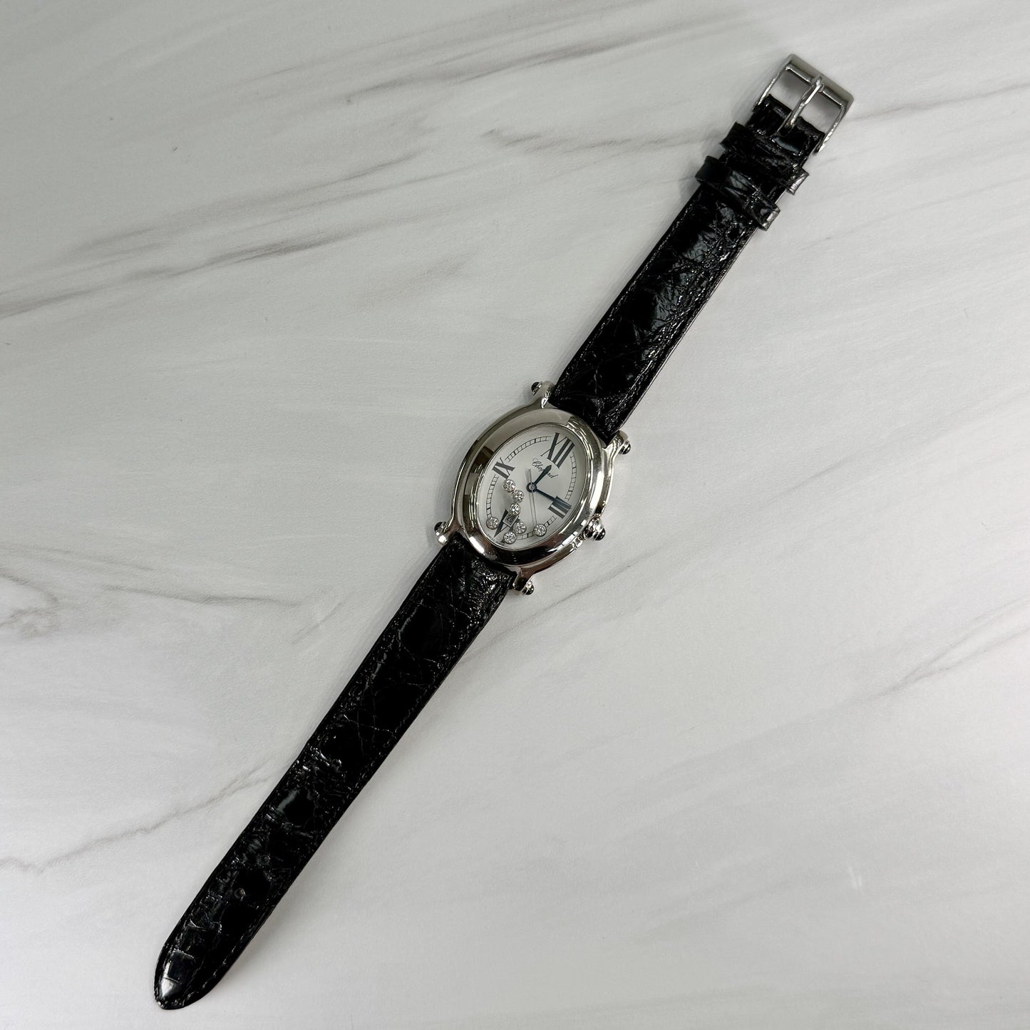 Chopard Happy Sport 7 Diamond Watch 18k White Gold Box and Books
