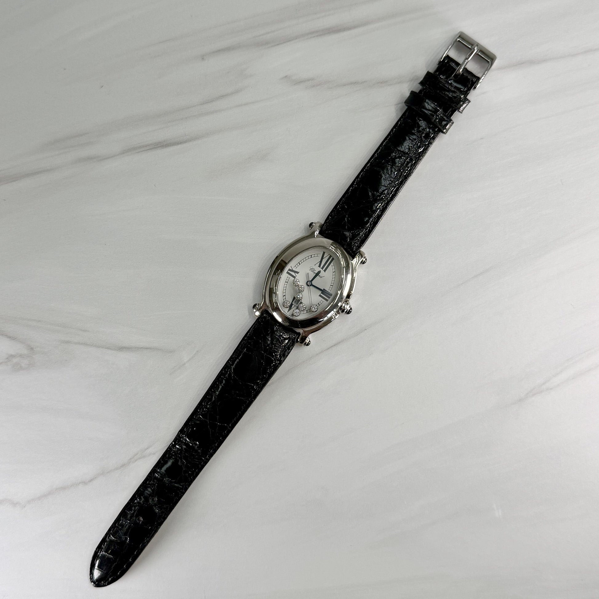 Chopard Happy Sport 7 Diamond Watch 18k White Gold Box and Books