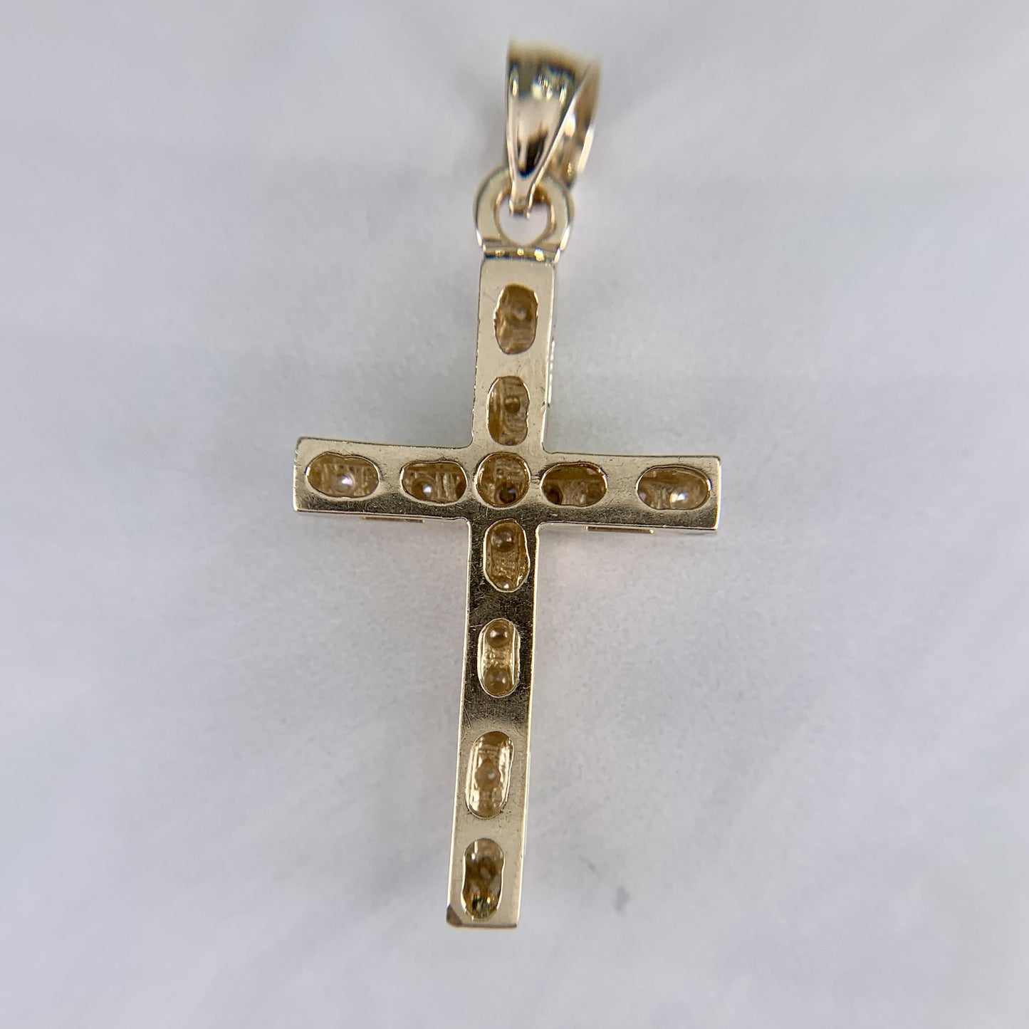 Medium Diamond Cross Pendant Necklace 14k Yellow Gold