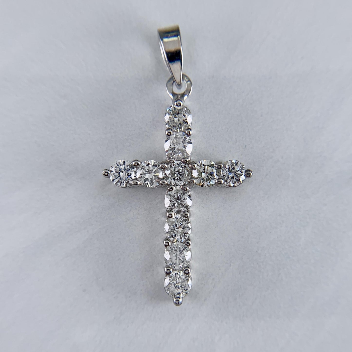 Small Diamond Cross Pendant Necklace 14k White Gold